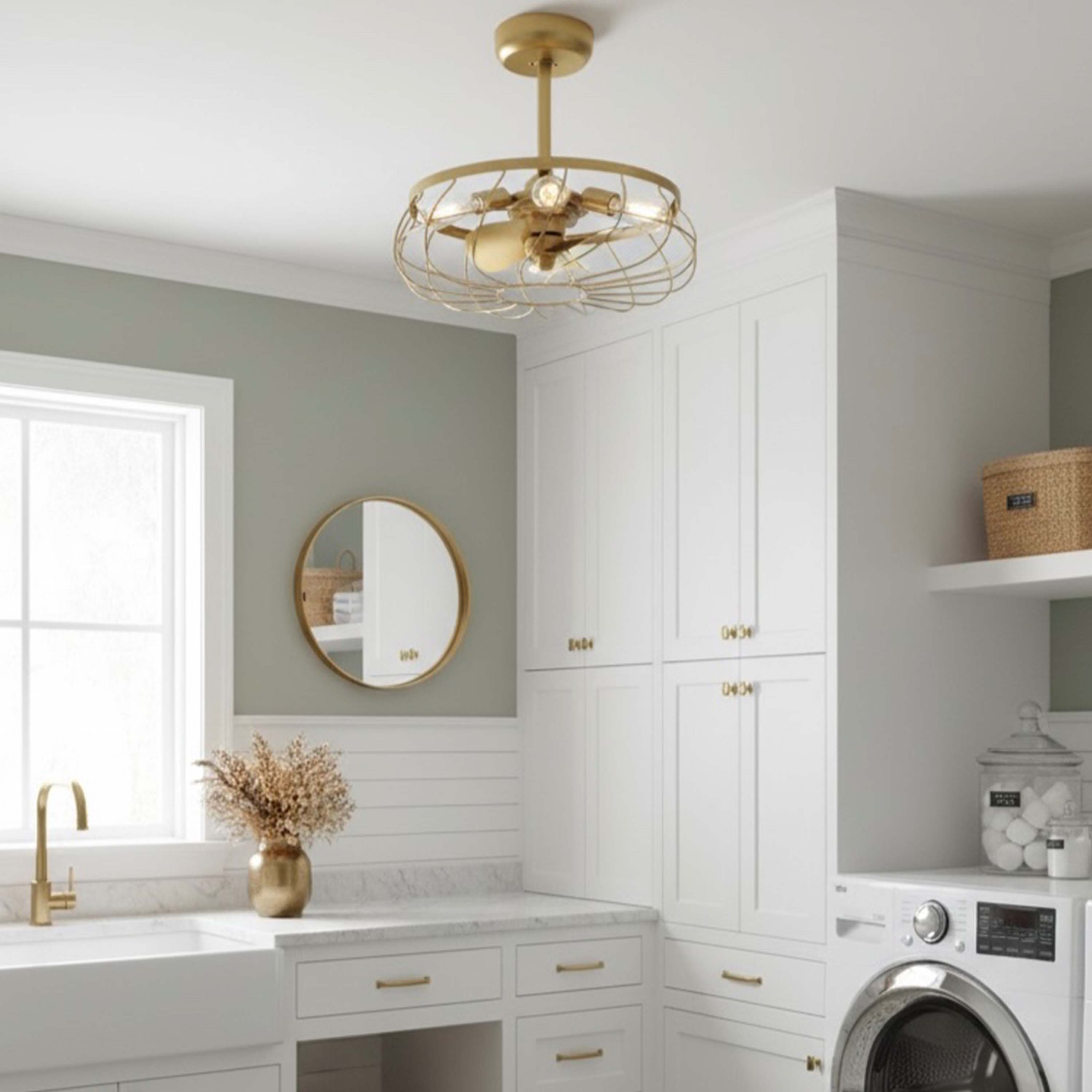 downrod auri brass laundry room