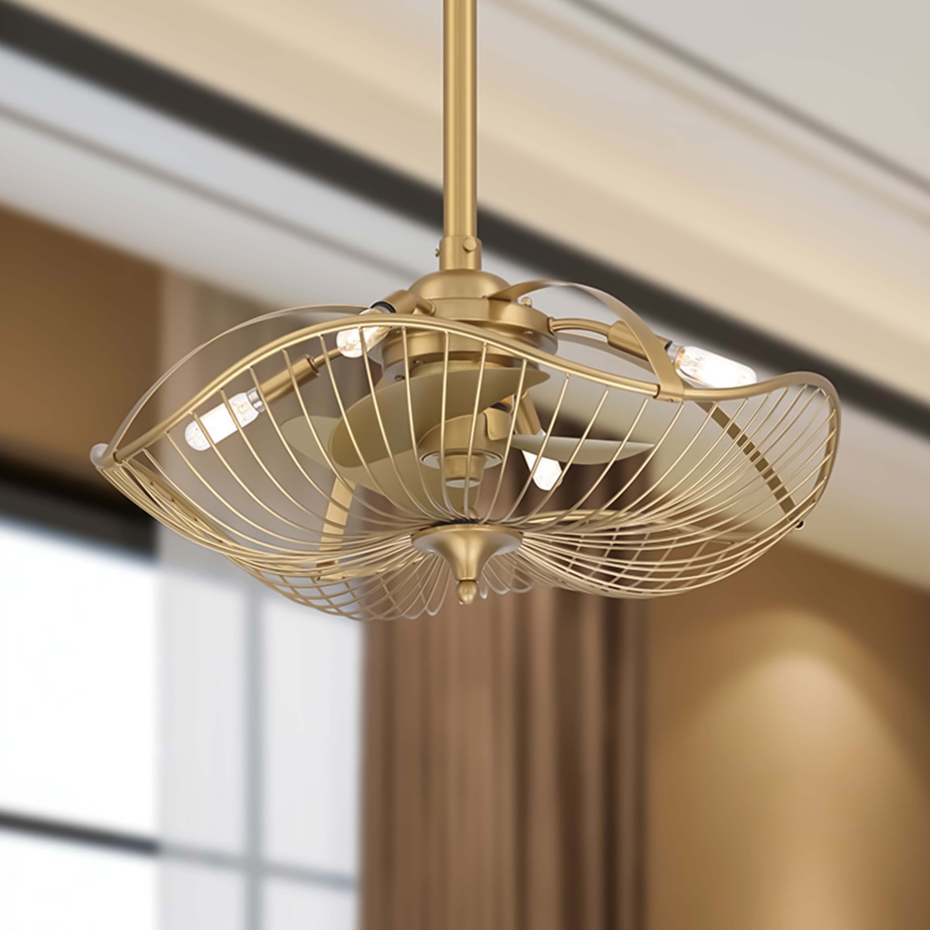 AURI™ Fandelier Ceiling Fan 22inch- Aged Brass Finish