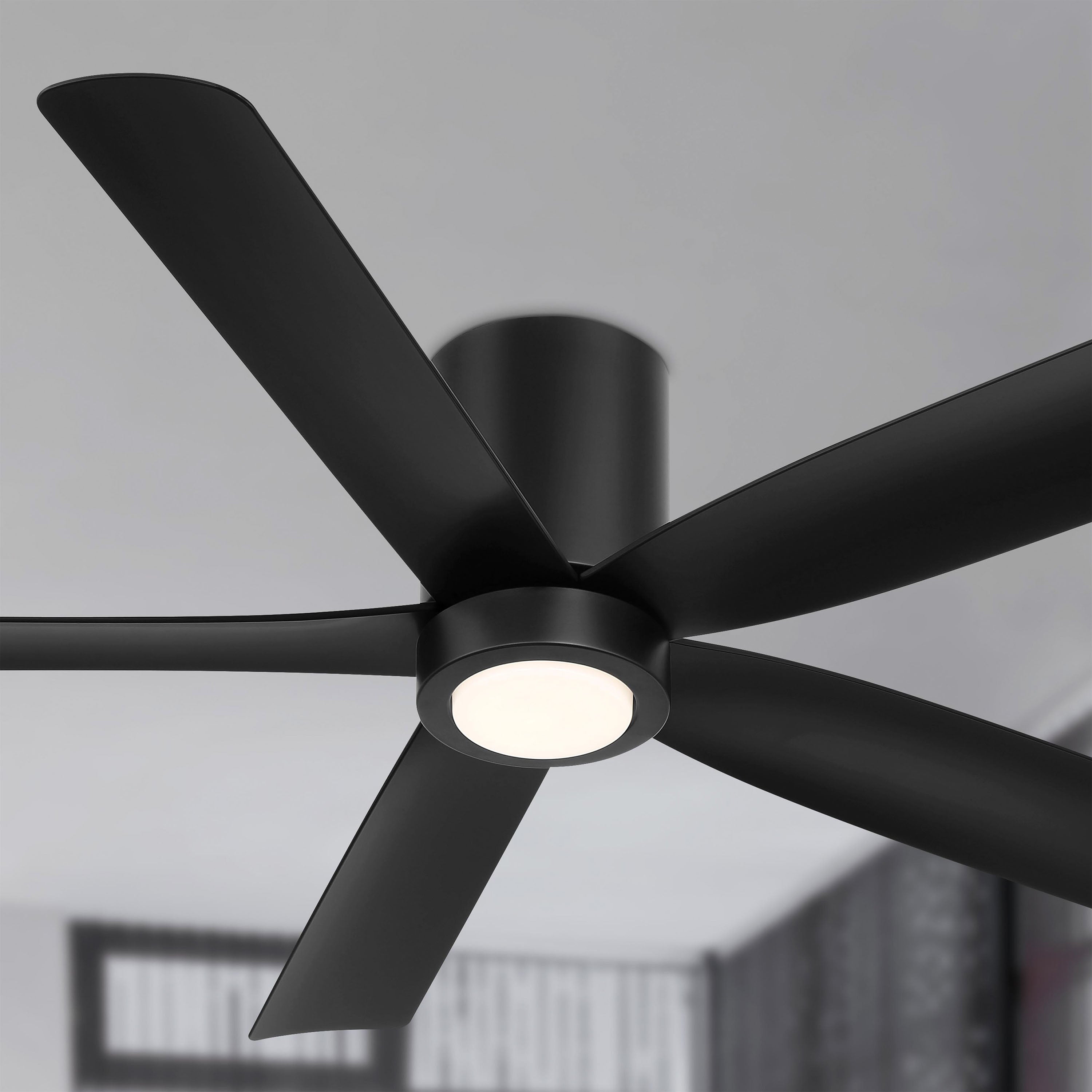 CORMAC® 52" Low-Profile Ceiling Fan in matte black with light