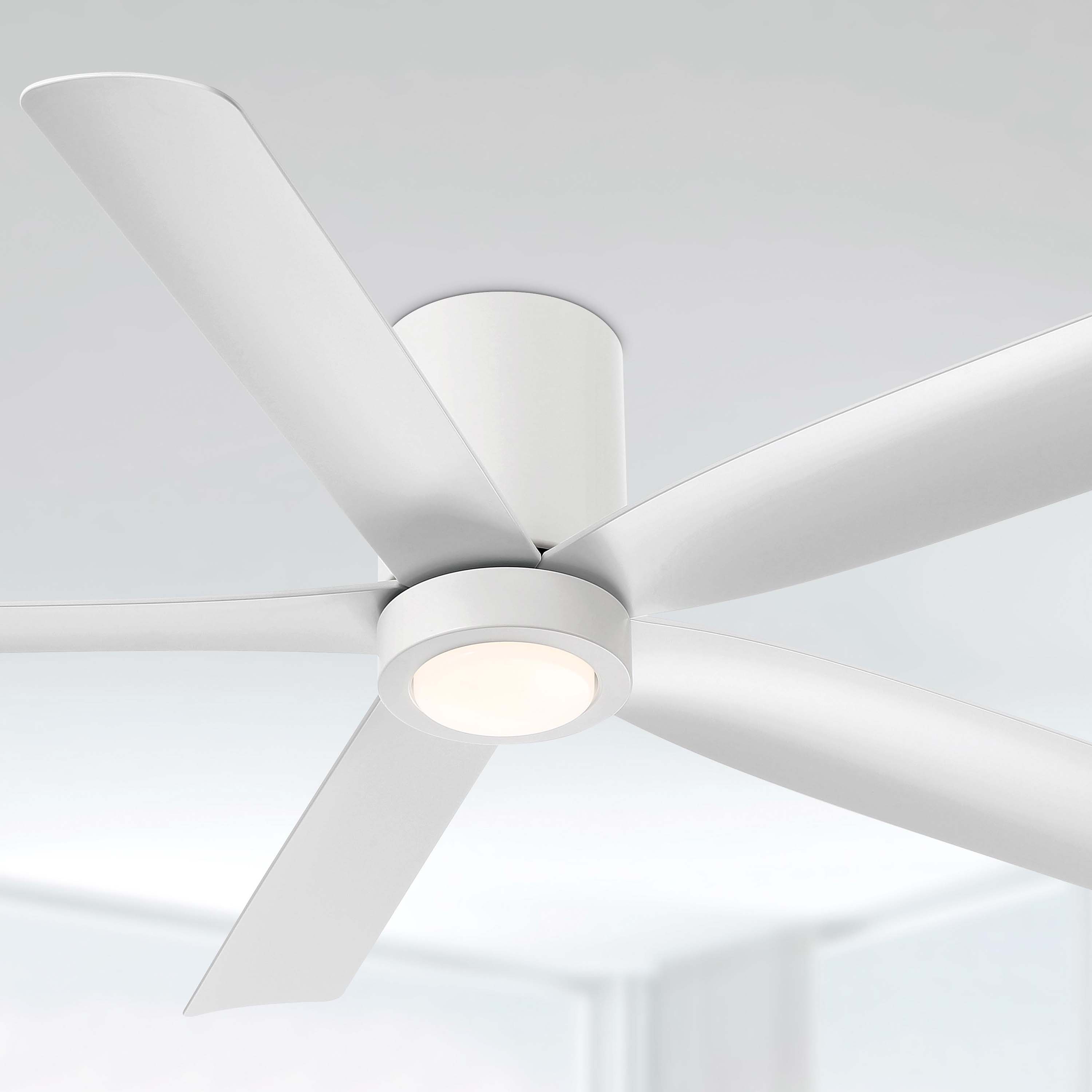 CORMAC® 52" Low-Profile Ceiling Fan in matte white with light