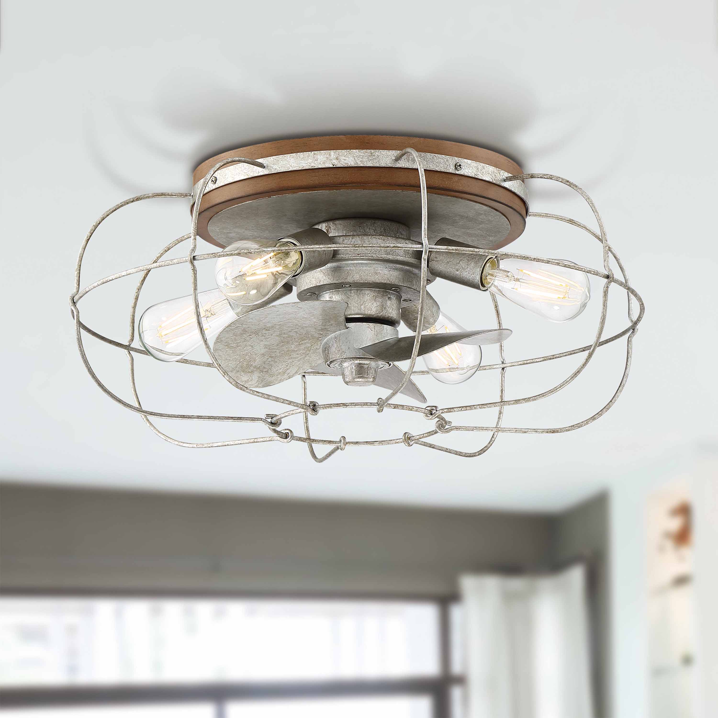 JAXON® 22" Flush Mount Caged Ceiling Fan in the Galvanized Finish