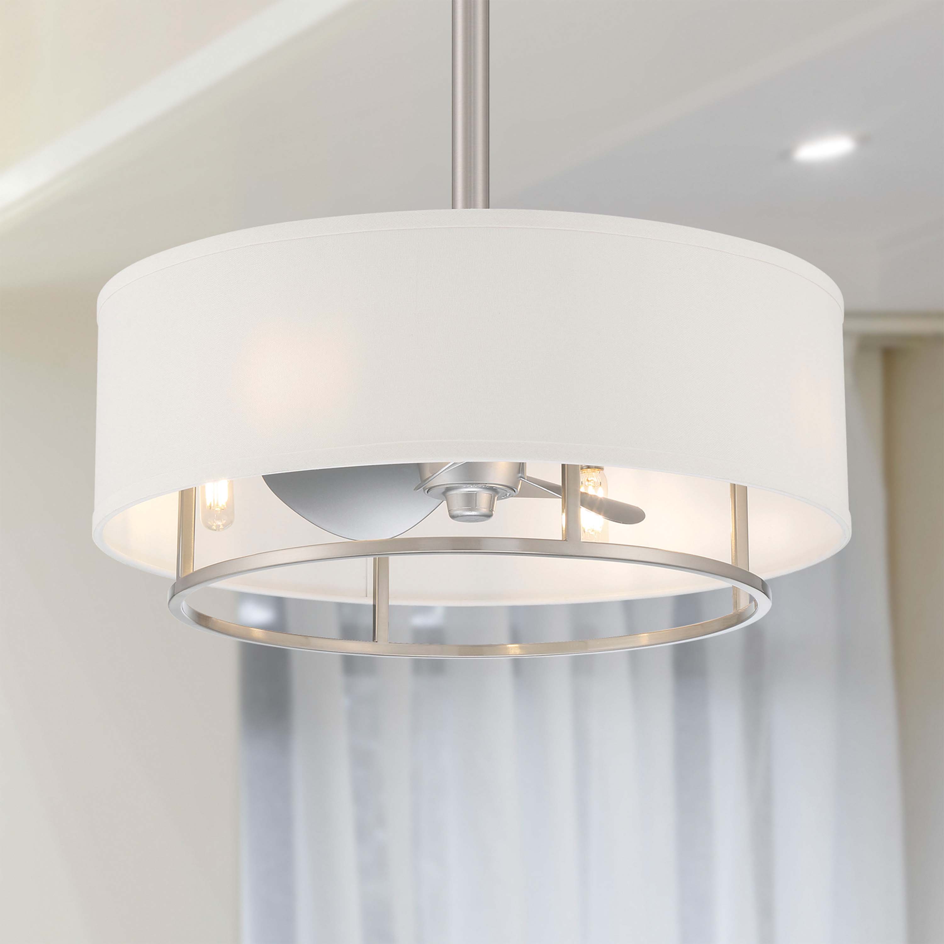 KAITI™ Fandelier- 20"Drum Shade Ceiling Fan in Brushed Nickel finish