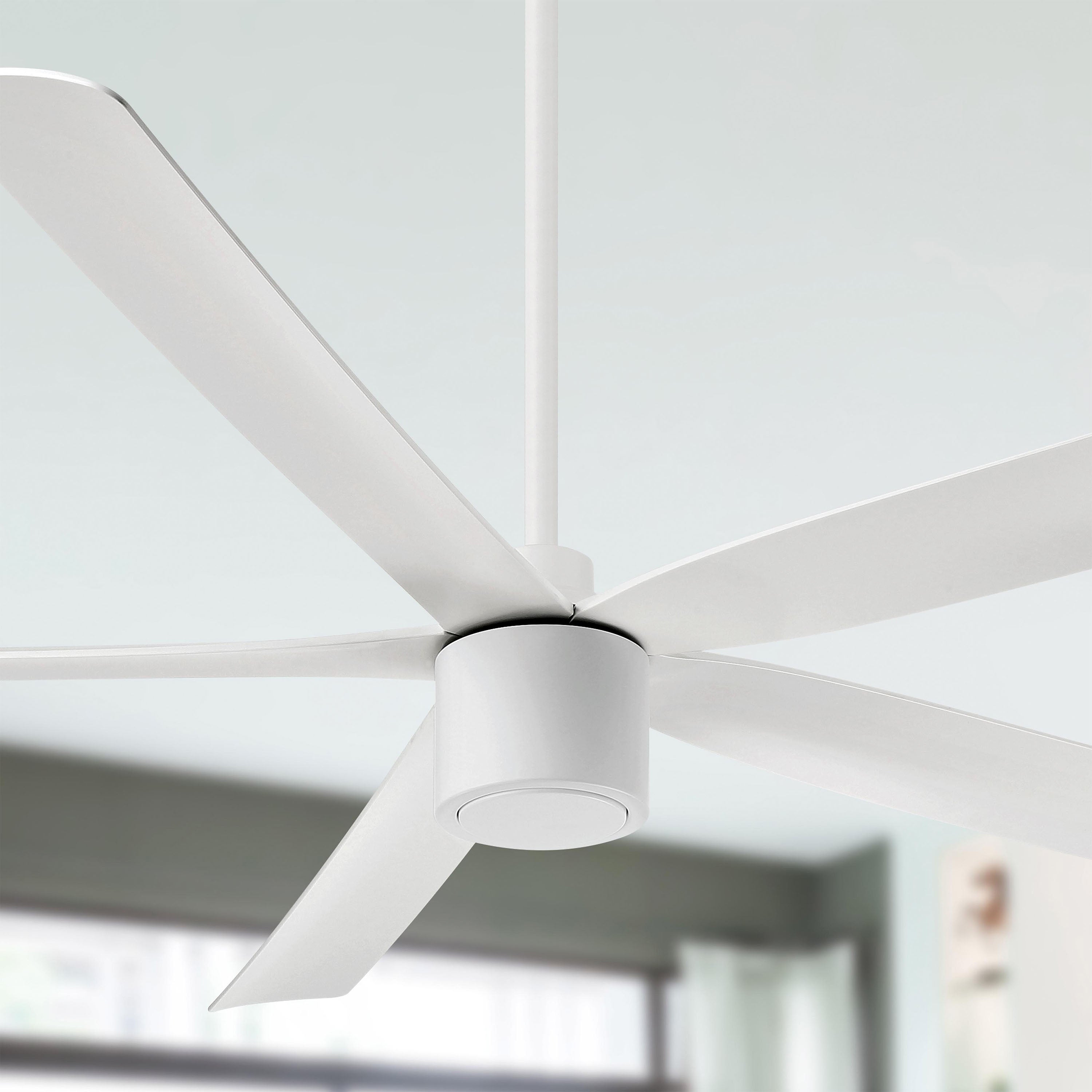 RAVIAN 72 inch 5-Blade Large Ceiling Fan in matte white with no light