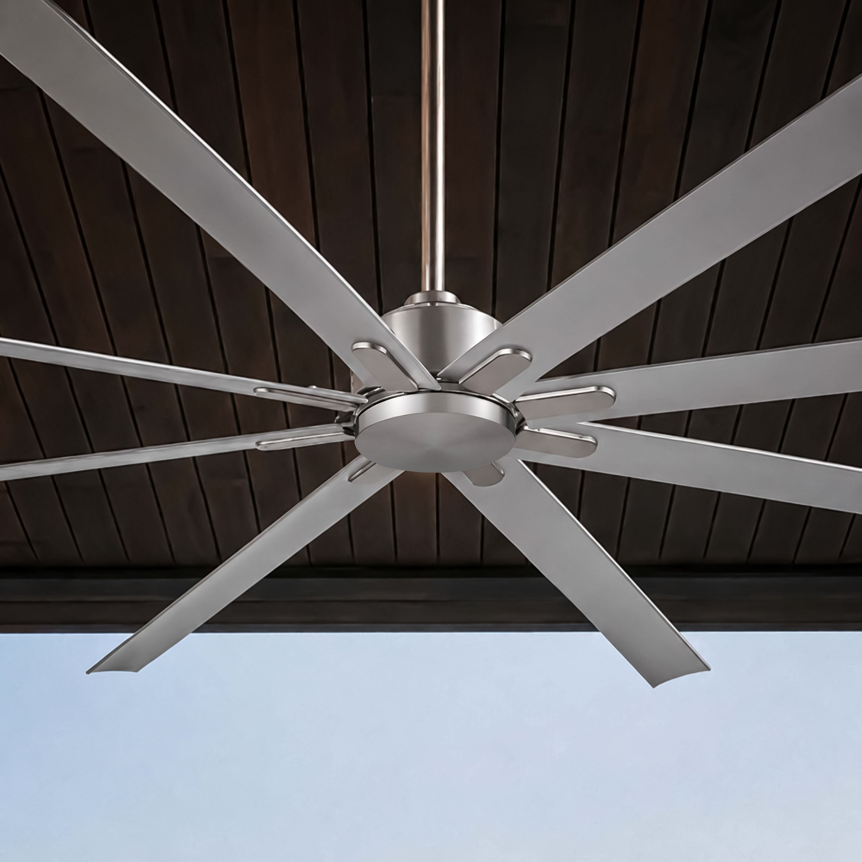 ORCA H₂O® 100" 8-Blade Ceiling Fan in Brushed Nickel without Light — Hero Lifestyle