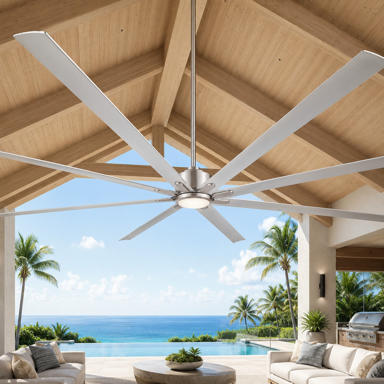 ORCA H₂O® 120" Ceiling Fan in Brushed Nickel with LED Light Kit — Indoor/Outdoor