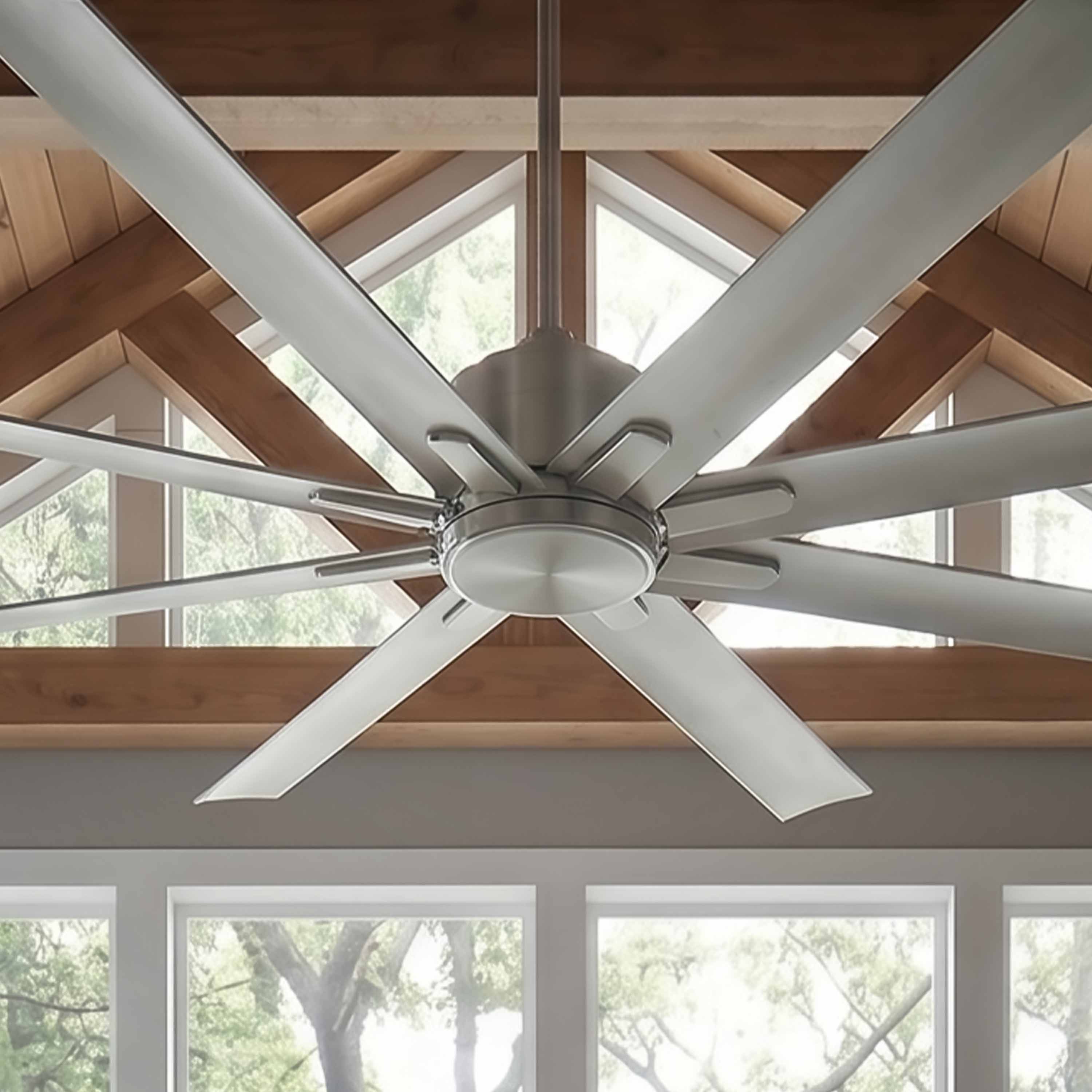 ORCA H₂O® 80" 8-Blade Ceiling Fan in Brushed Nickel with LED Light Kit — Lifestyle