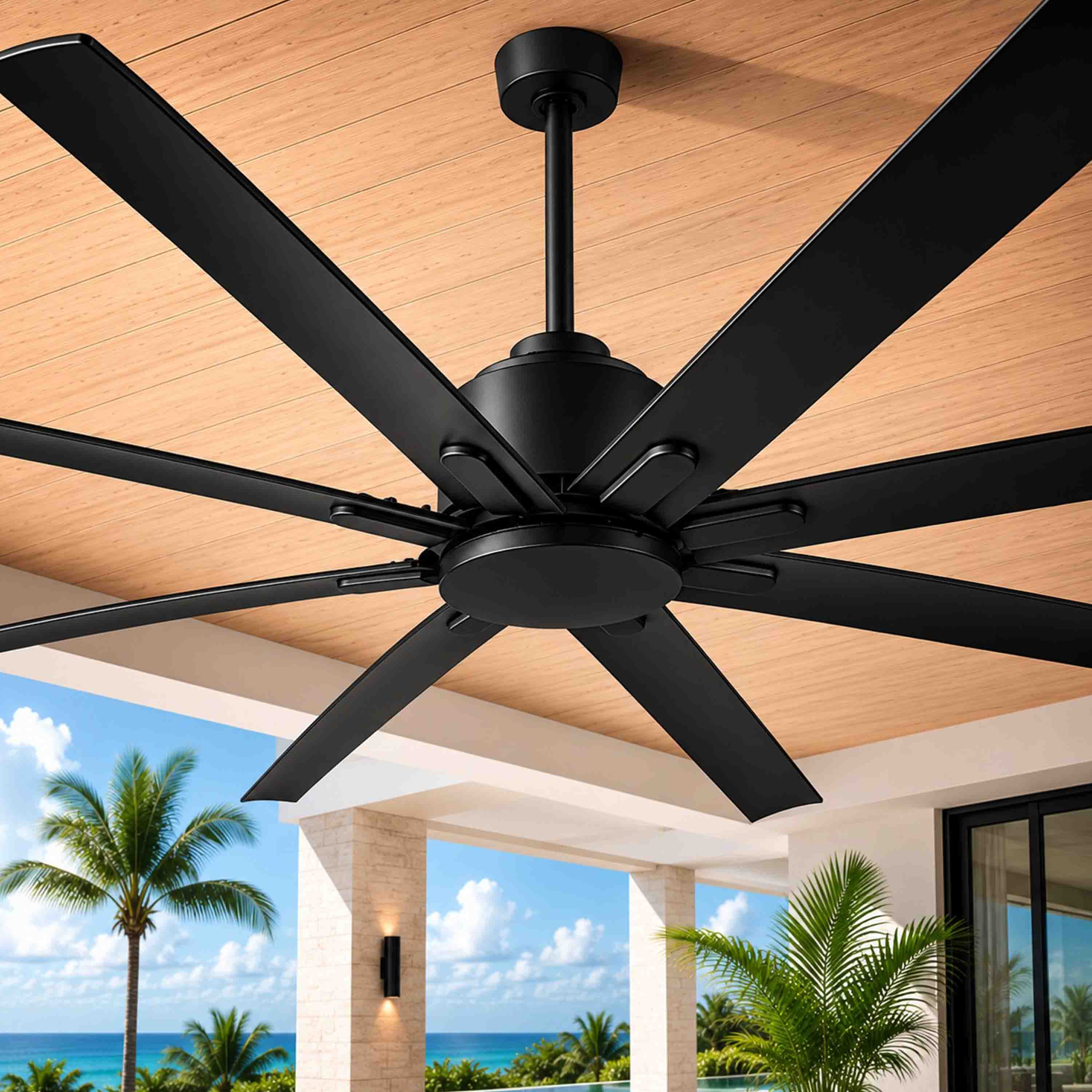 ORCA H₂O® 100" 8-Blade Ceiling Fan in Matte Black without Light — Hero Lifestyle