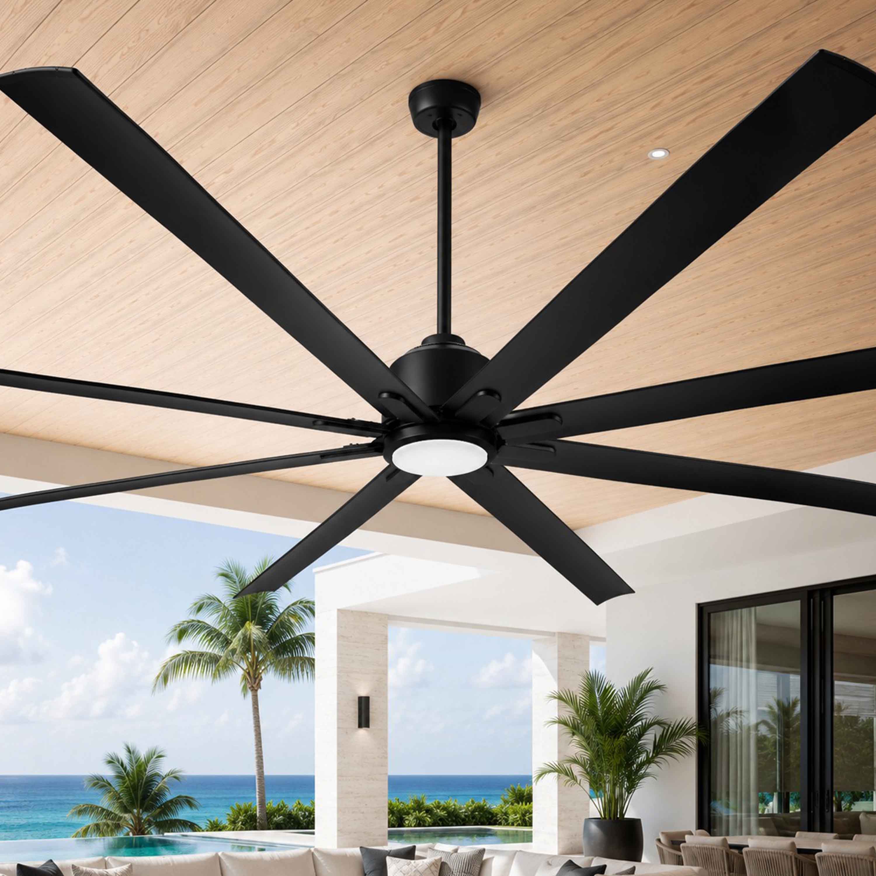 ORCA H₂O® 100" 8-Blade Ceiling Fan in Matte Black with LED Light Kit — Hero Lifestyle
