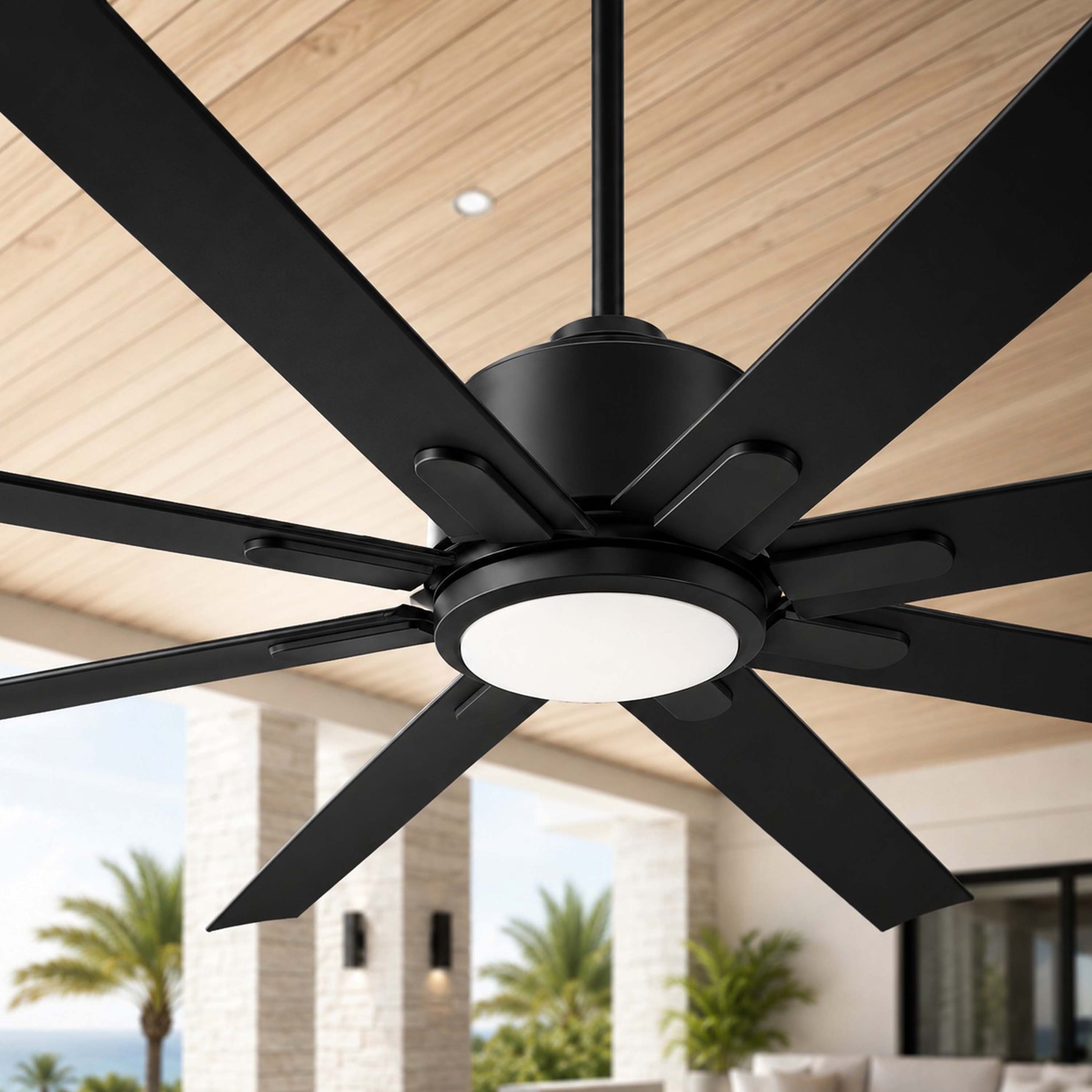 ORCA H₂O® 80" 8-Blade Ceiling Fan in Matte Black with LED Light Kit — Hero Lifestyle