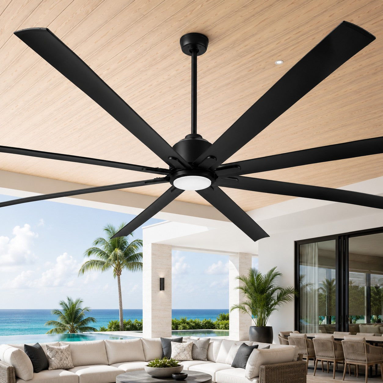 ORCA H₂O® 100" Ceiling Fan in Matte Black with LED Light Kit — Indoor/Outdoor