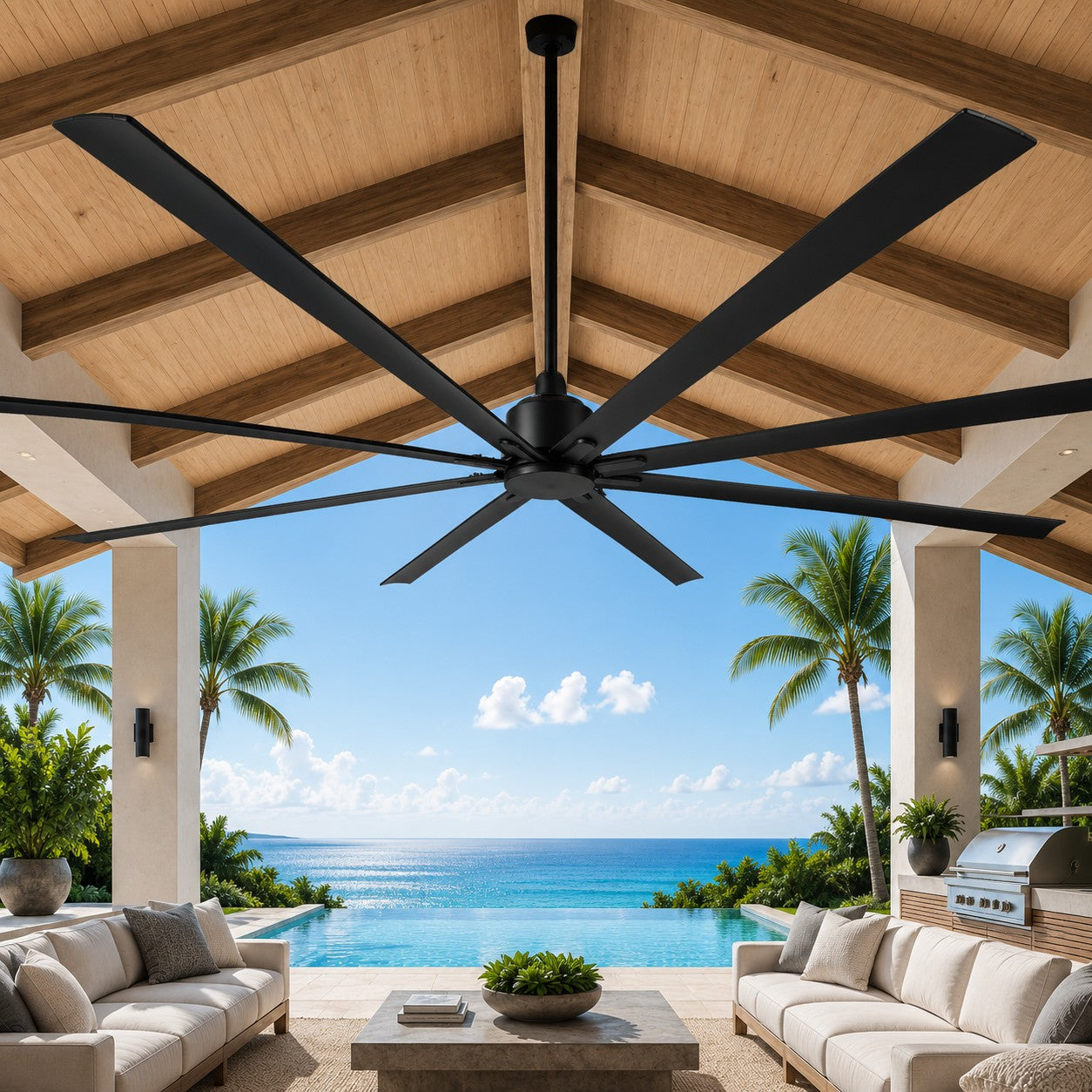 ORCA H₂O® 120" Ceiling Fan in Matte Black — 8-Blade Wet-Rated Ceiling Fan
