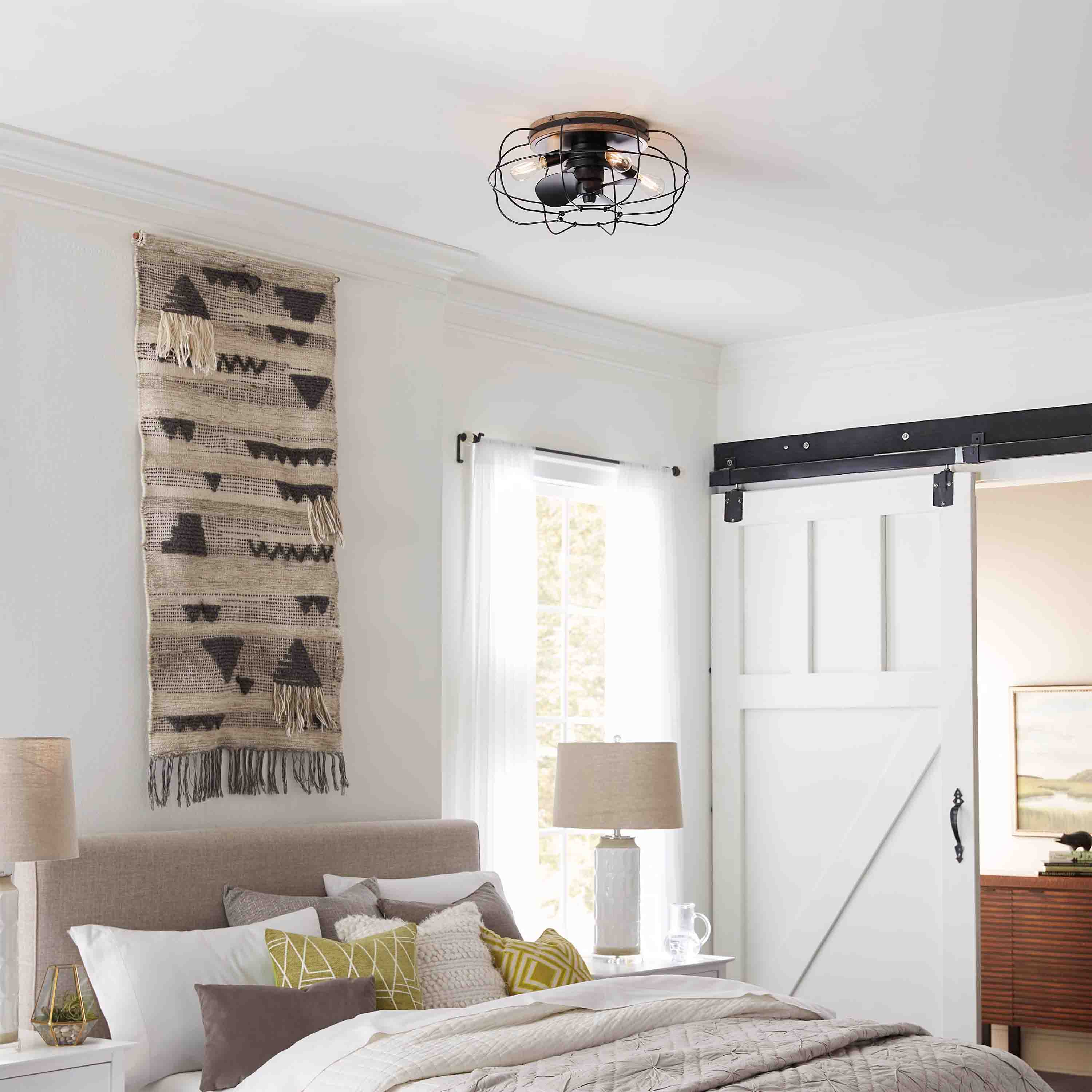JAXON® 22" Flush Mount Caged Ceiling Fan - Matte Black