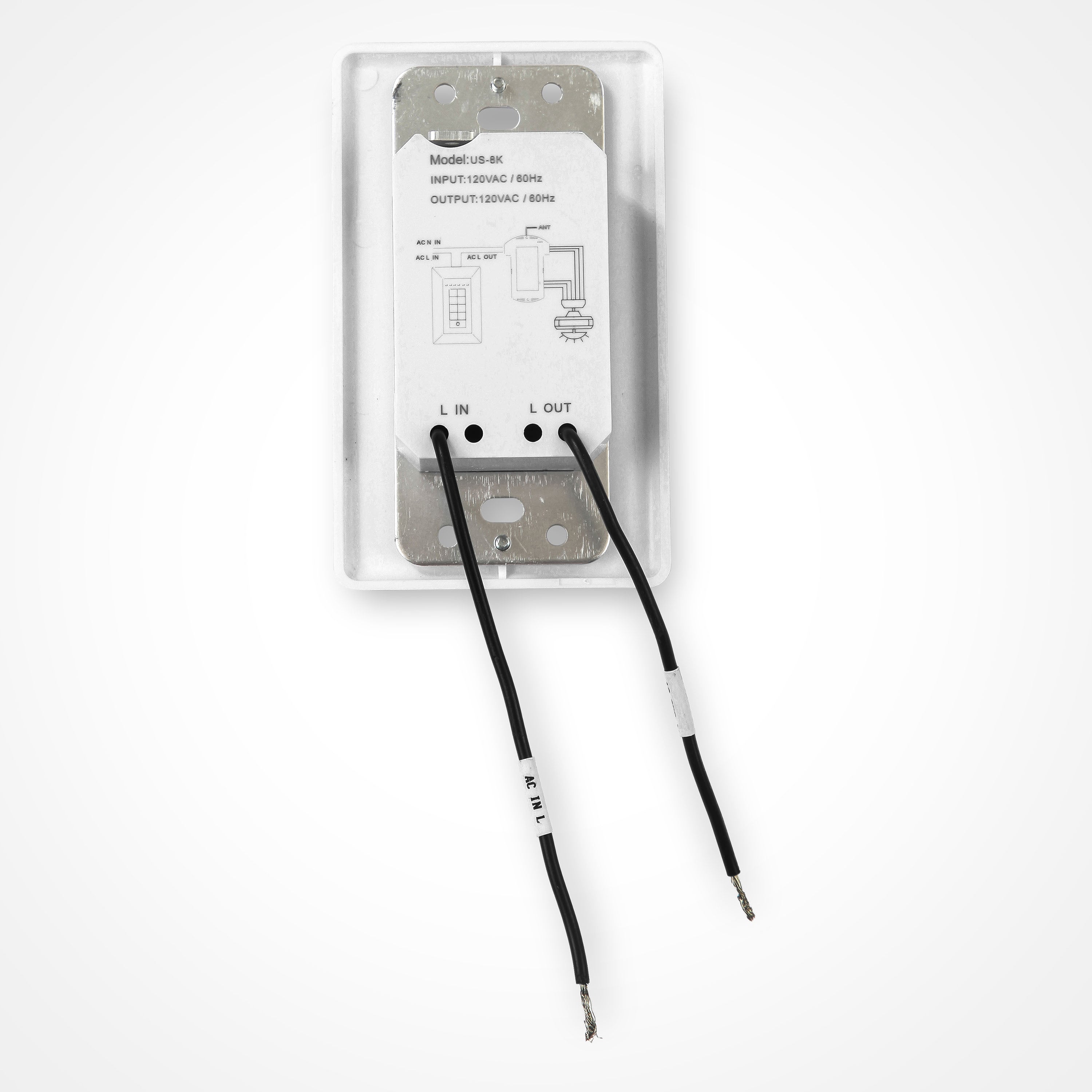 In-Wall Ceiling Fan Remote Control Rear View - DC Motor Fandeliers