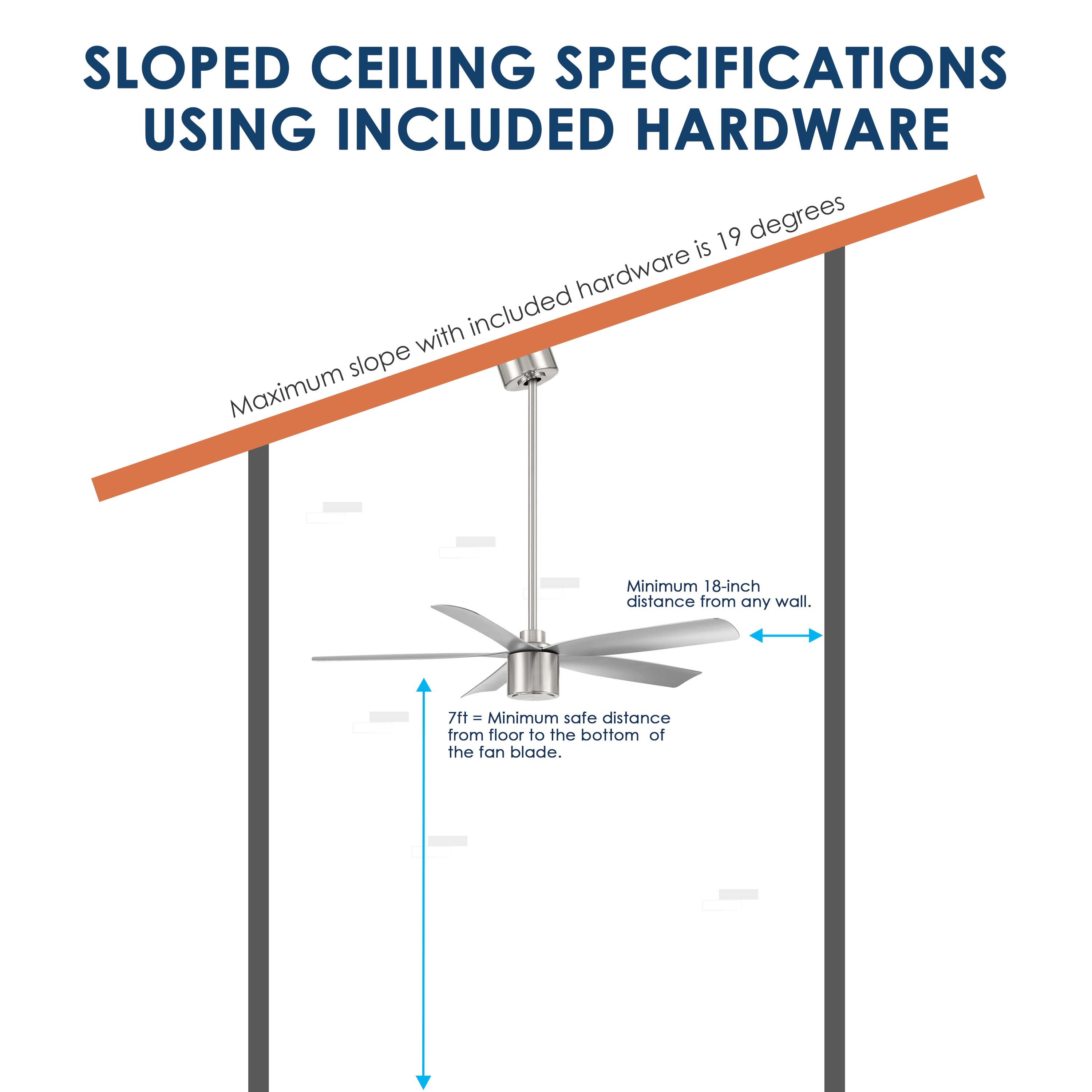 sloped ceiling mount guide for RAVIAN® 52" 5-Blade Ceiling Fan in brushed nickel