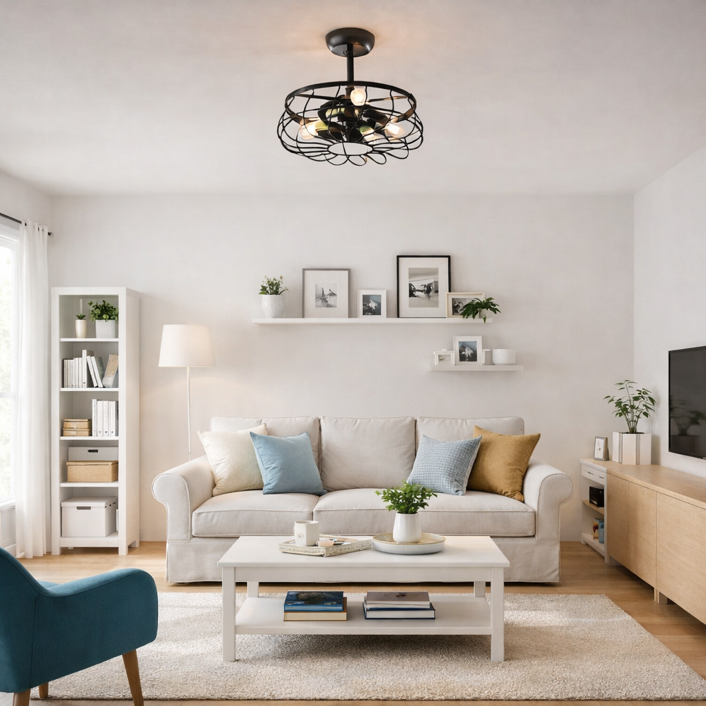 SANTIAGO® 22" Caged Ceiling Fan - Matte Black Finish