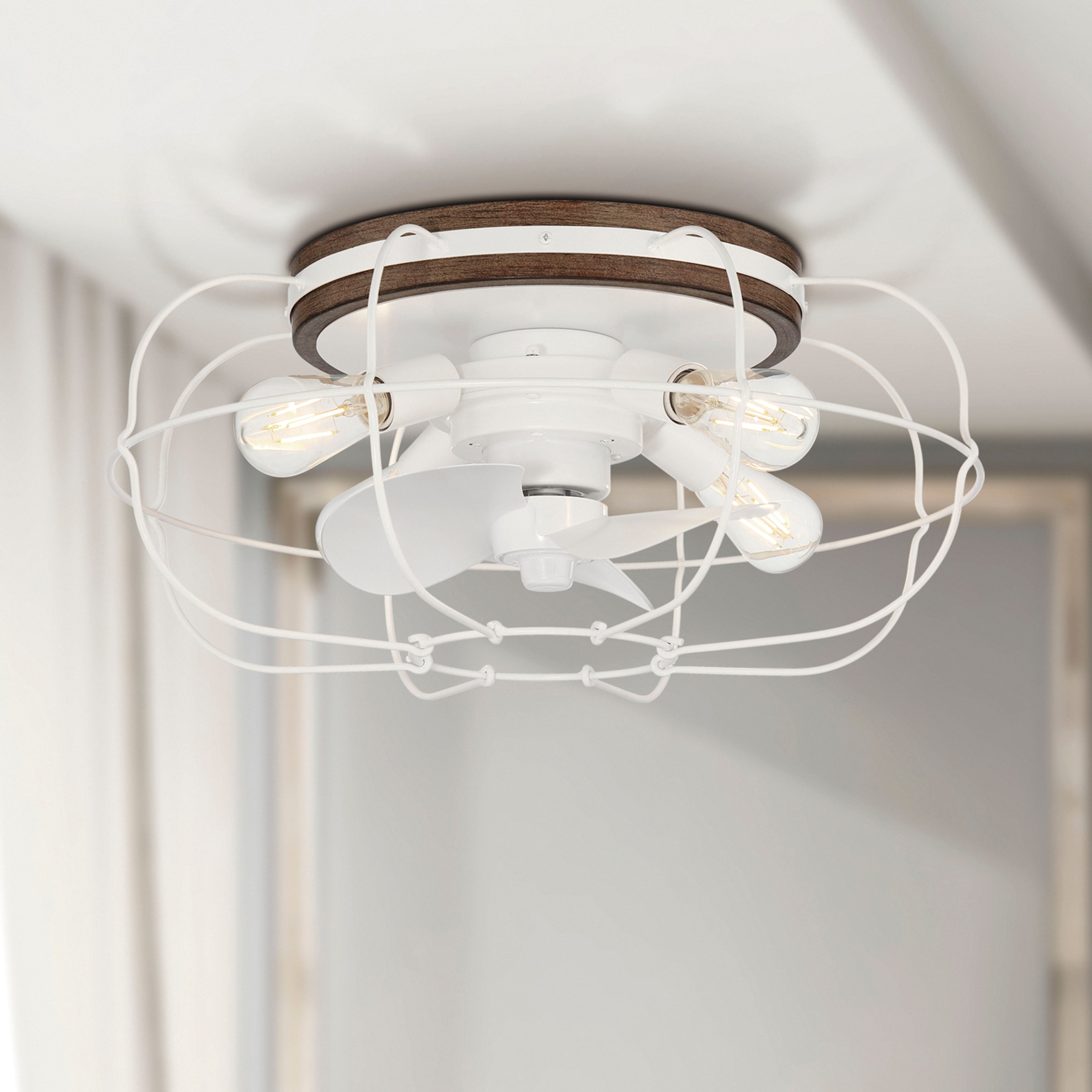 JAXON® 22" Caged Flush Mount Ceiling Fan- Matte White Finish