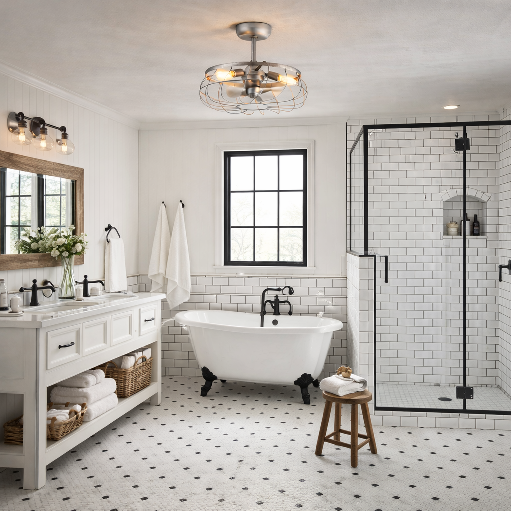 SANTIAGO® 22" Caged Ceiling Fan - Galvanized Finish