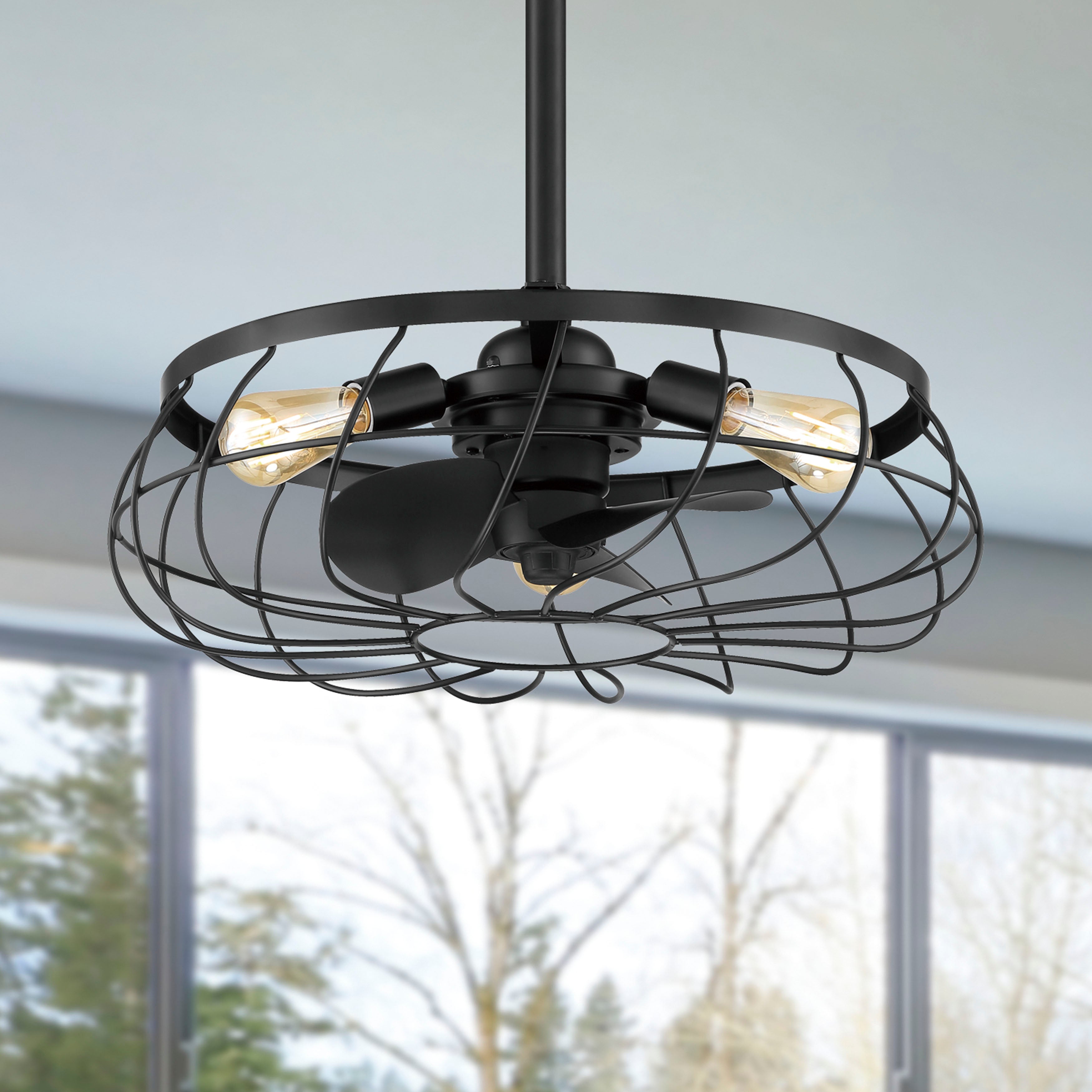 SANTIAGO® 22" Caged Ceiling Fan - Matte Black Finish