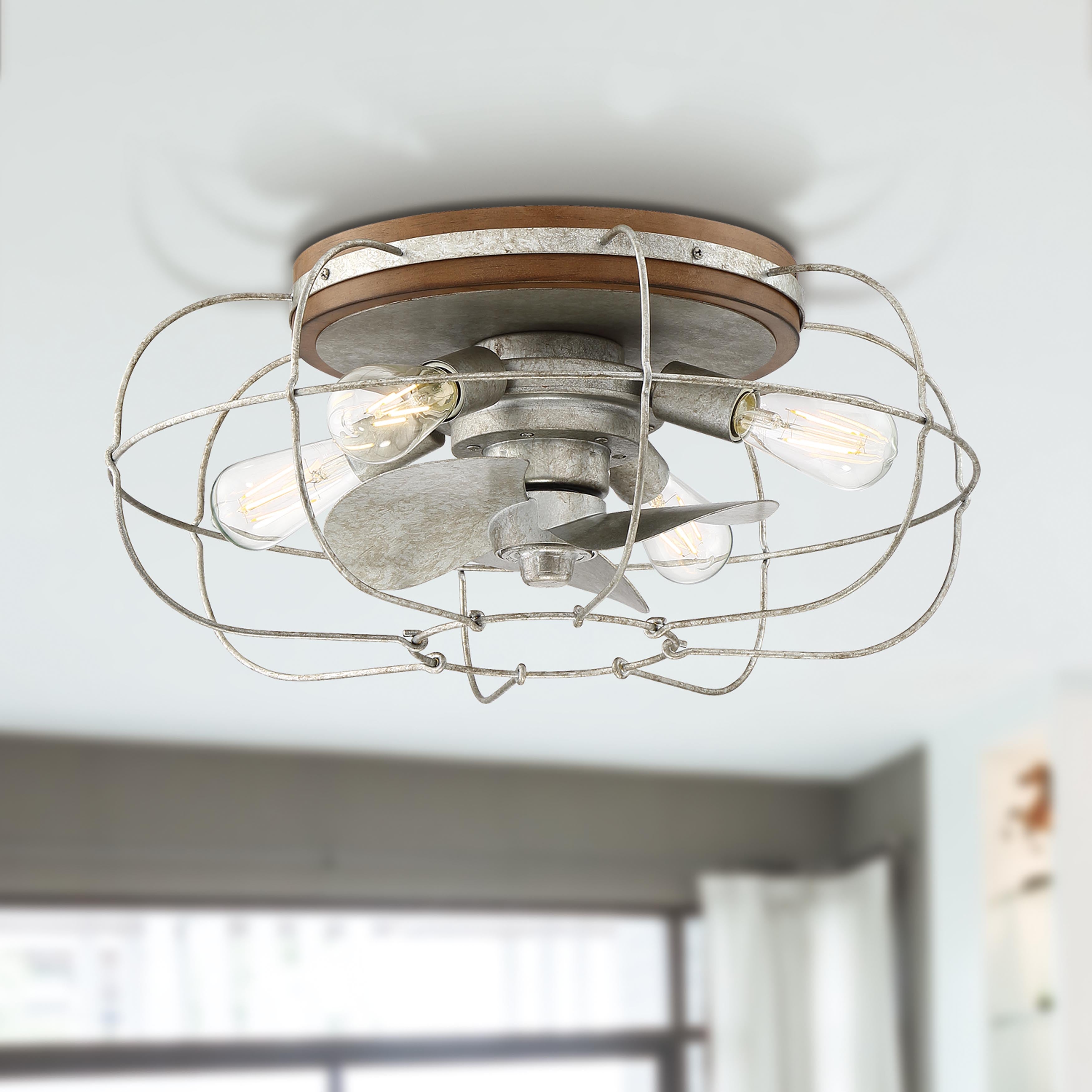 JAXON® 22" Caged Flush Mount Ceiling Fan- Galvanized Finish