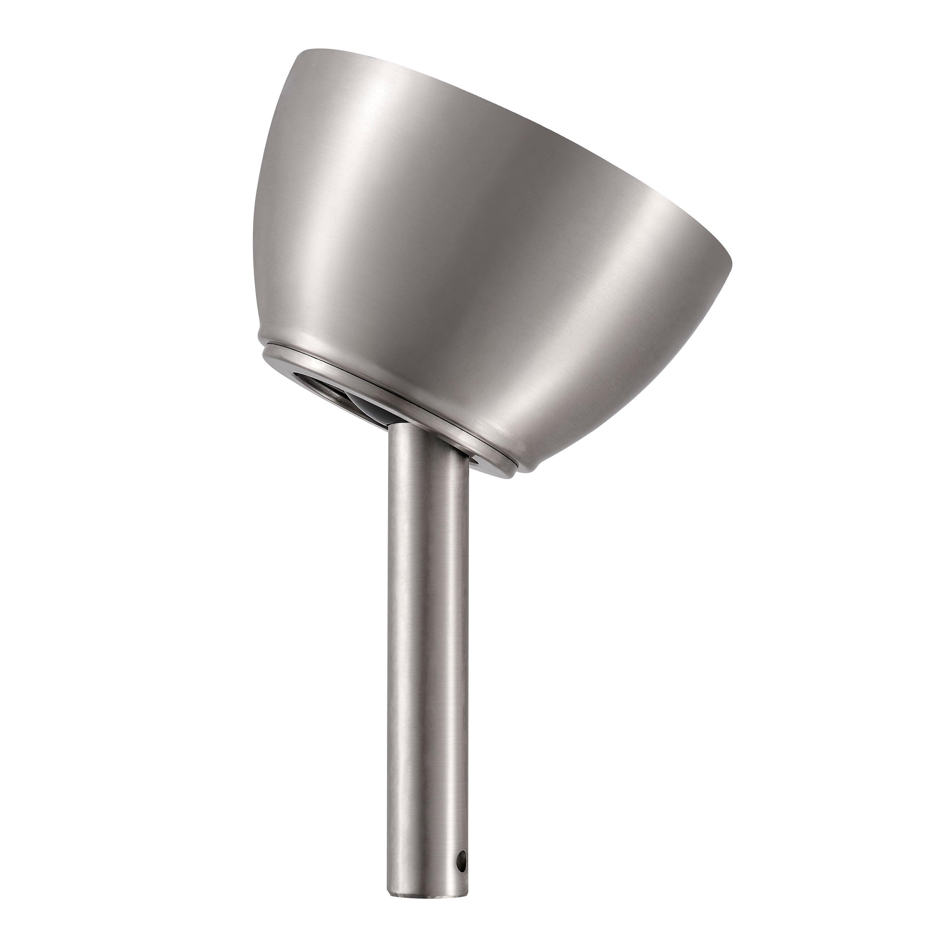 Sloped Ceiling Adapter for ORCA H₂O® Ceiling Fans in Brushed Nickel — Angled Side View