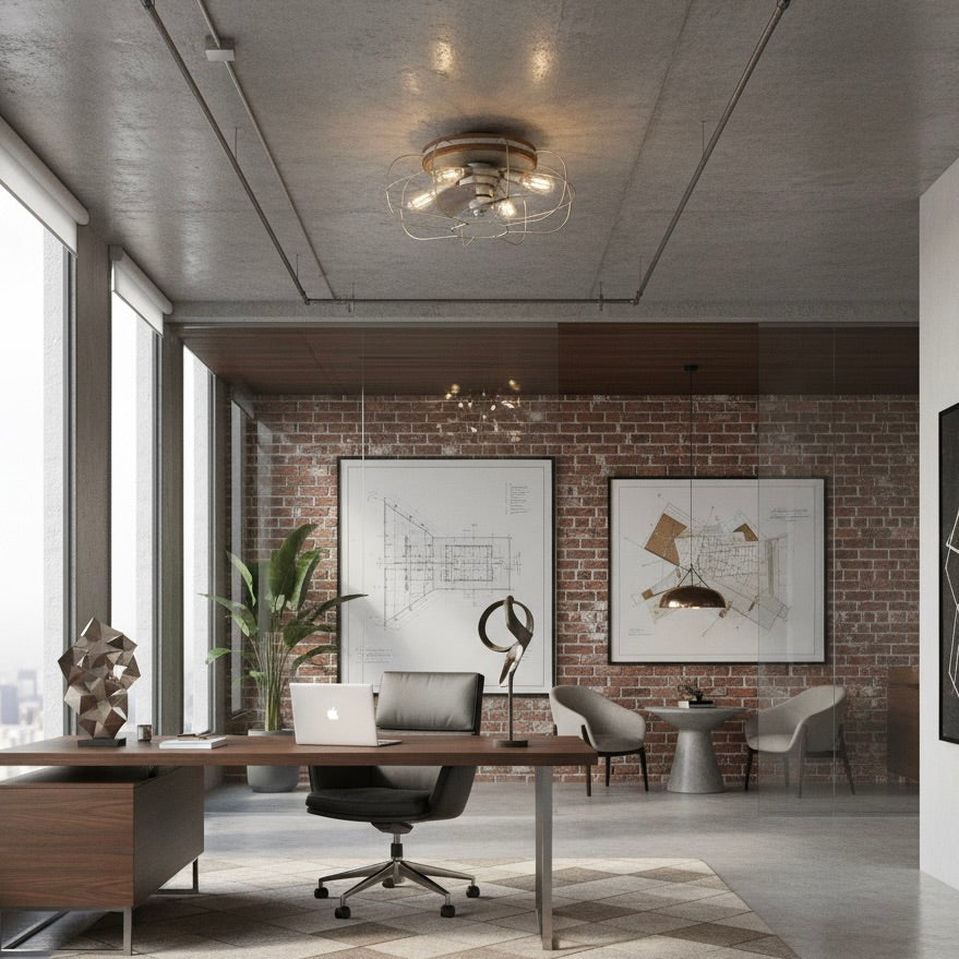 JAXON® 22" Caged Flush Mount Ceiling Fan- Galvanized Finish