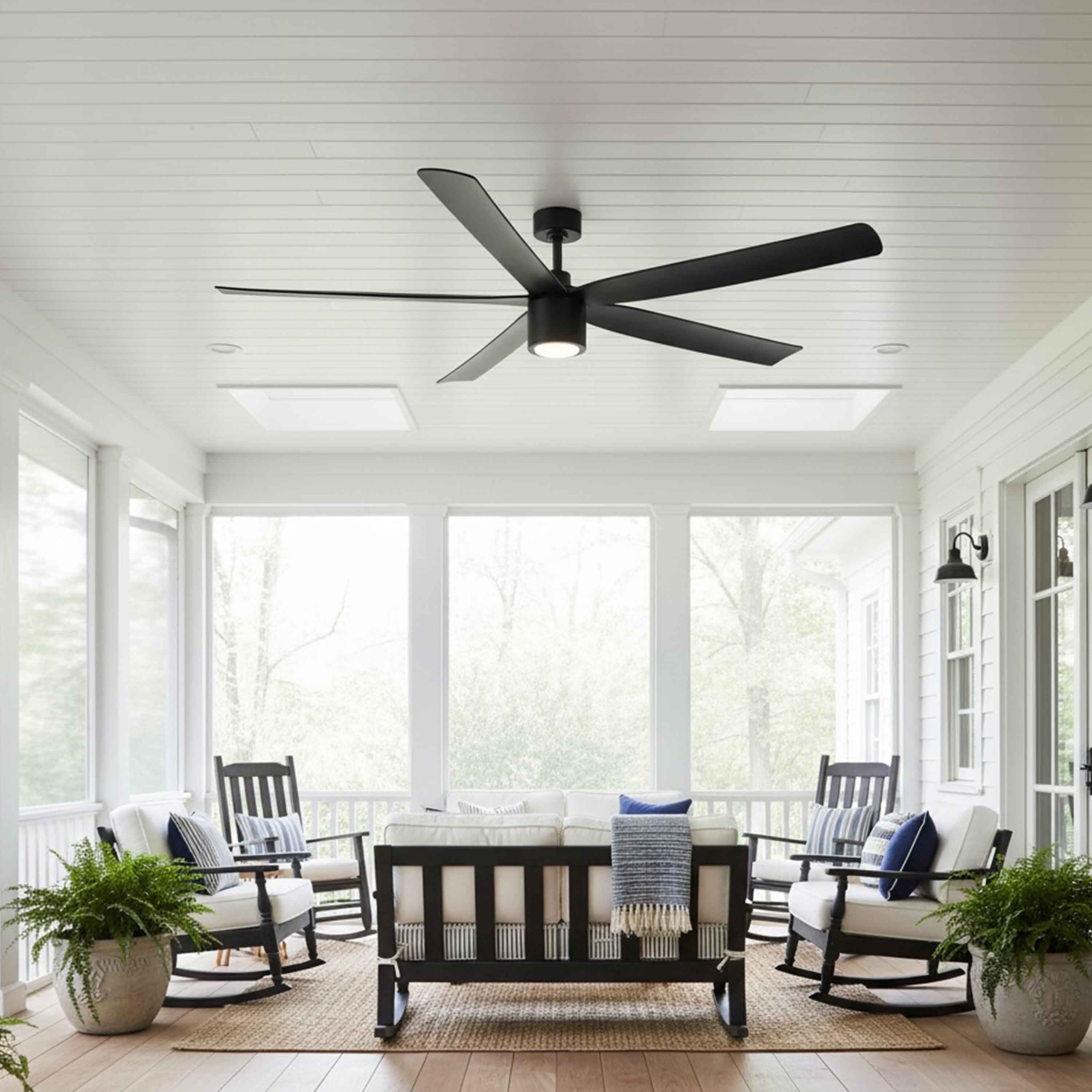 RAVIAN 60-inch 5-blade modern ceiling fan with remote control and optional LED lighting