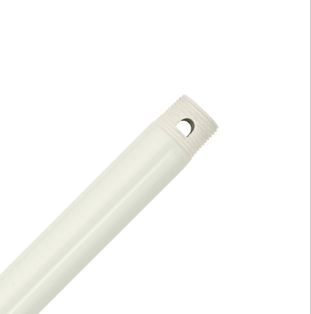 Steel threaded ceiling fan downrod in matte white finish for Ravian and Orca ceiling fans