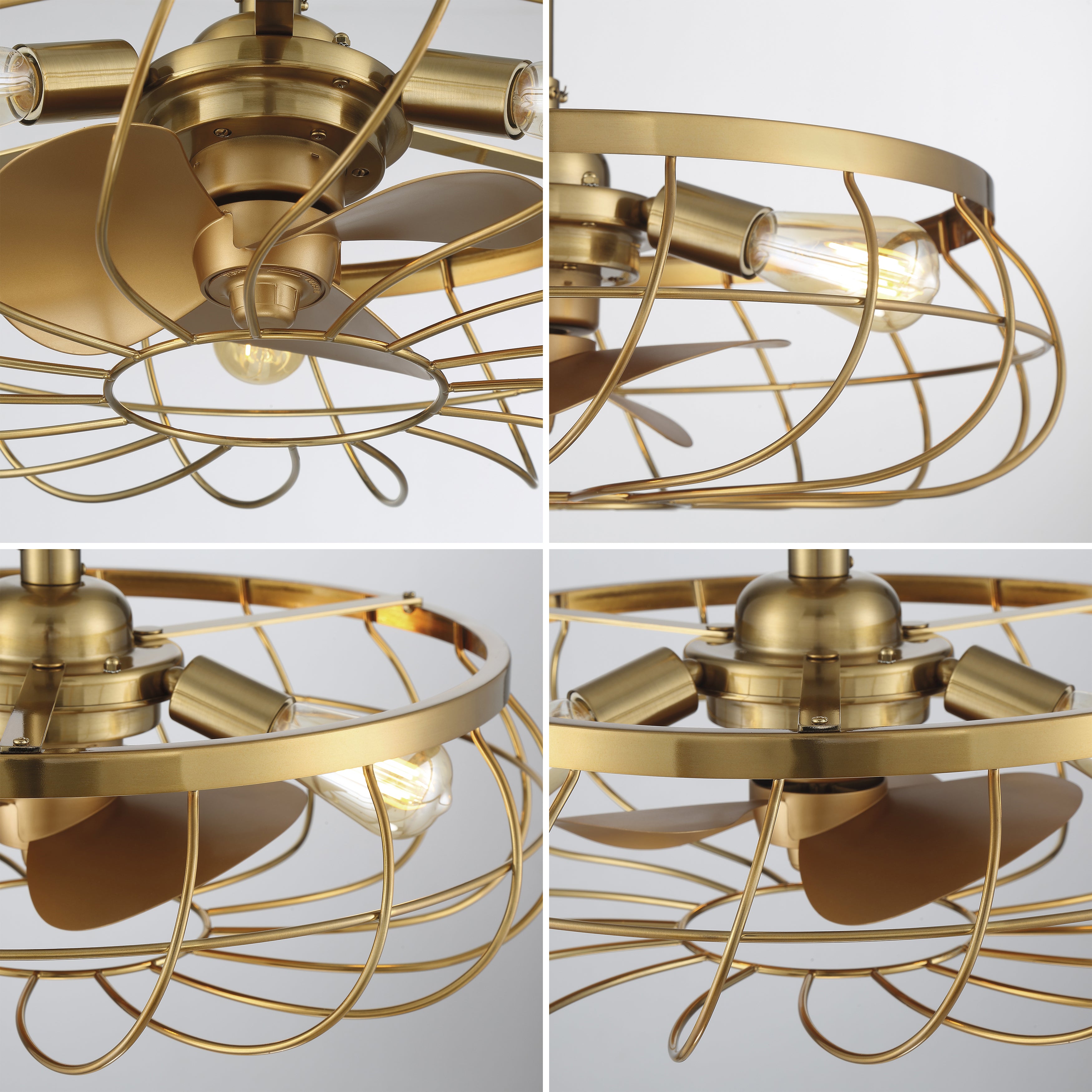 SANTIAGO® 22" Caged Ceiling Fan - Aged Brass Finish