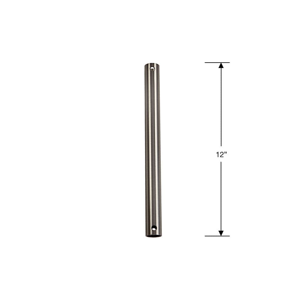 12-inch steel downrod for fandelier in brushed nickel