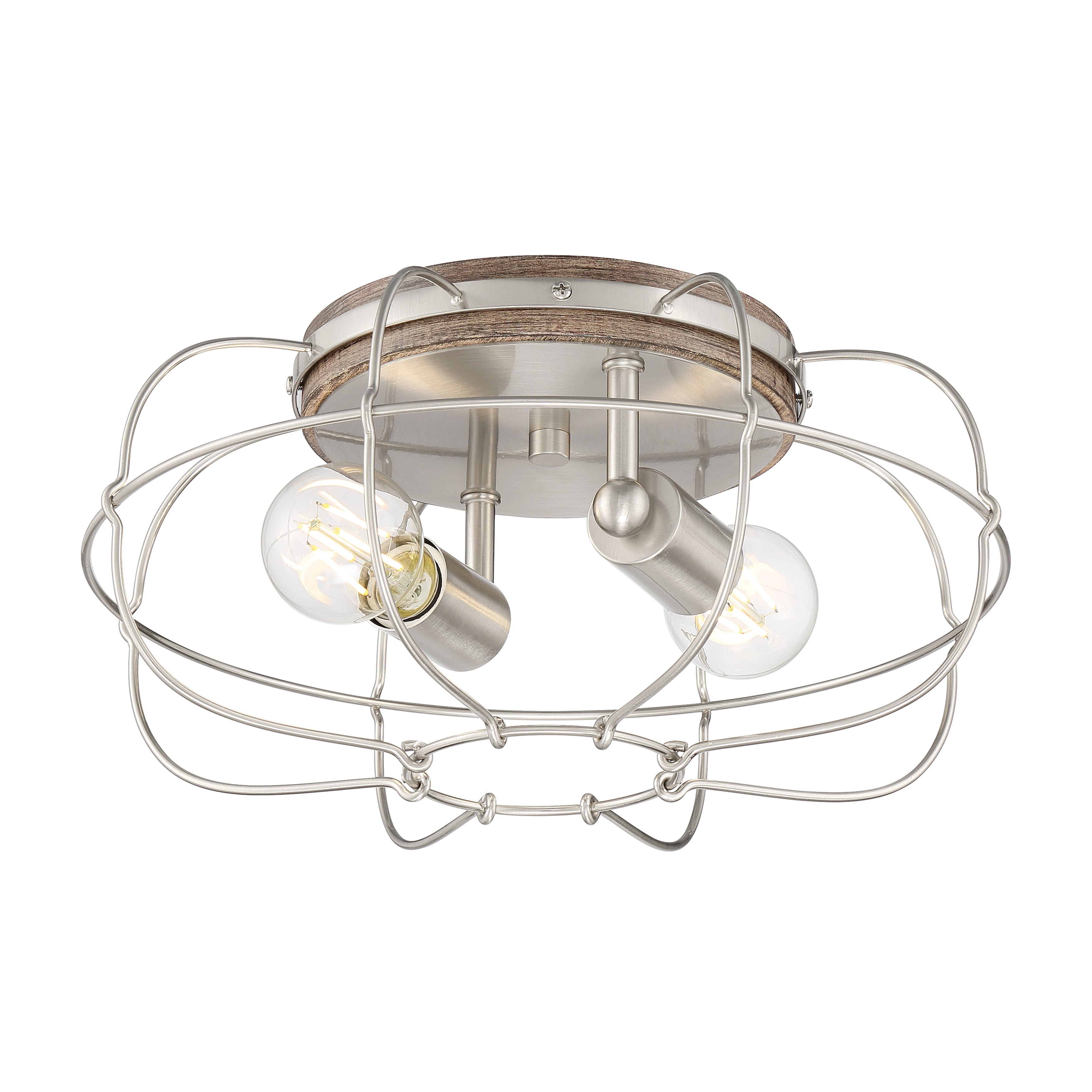 LYAM® 14 inch 2-Light Flush Mount Light Fixture - Brushed Nickel Finish