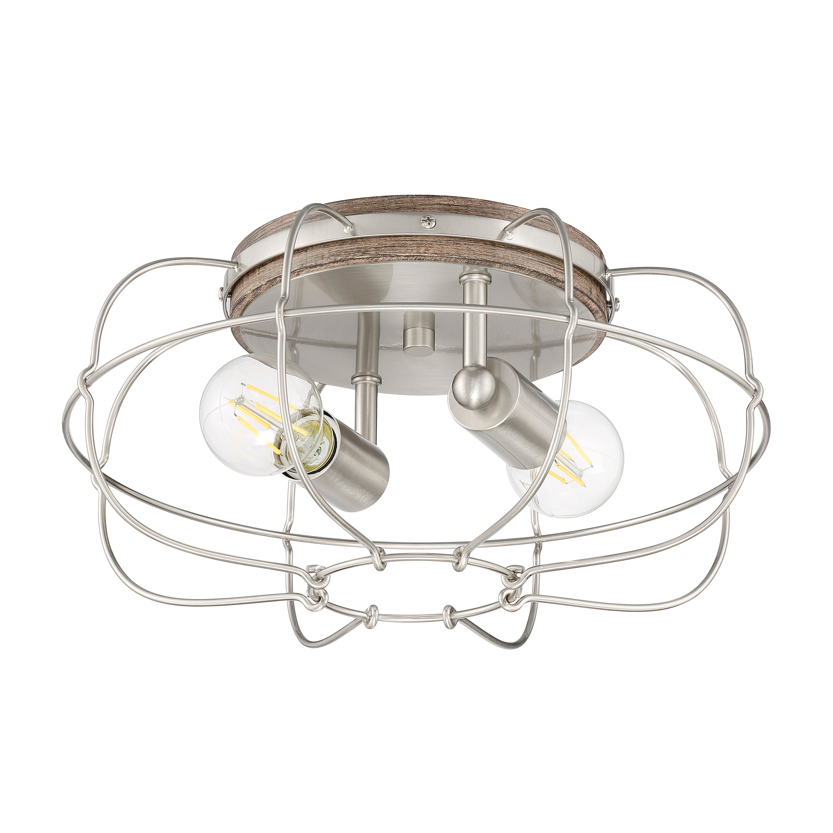 LYAM® 14 inch 2-Light Flush Mount Light Fixture - Brushed Nickel Finish