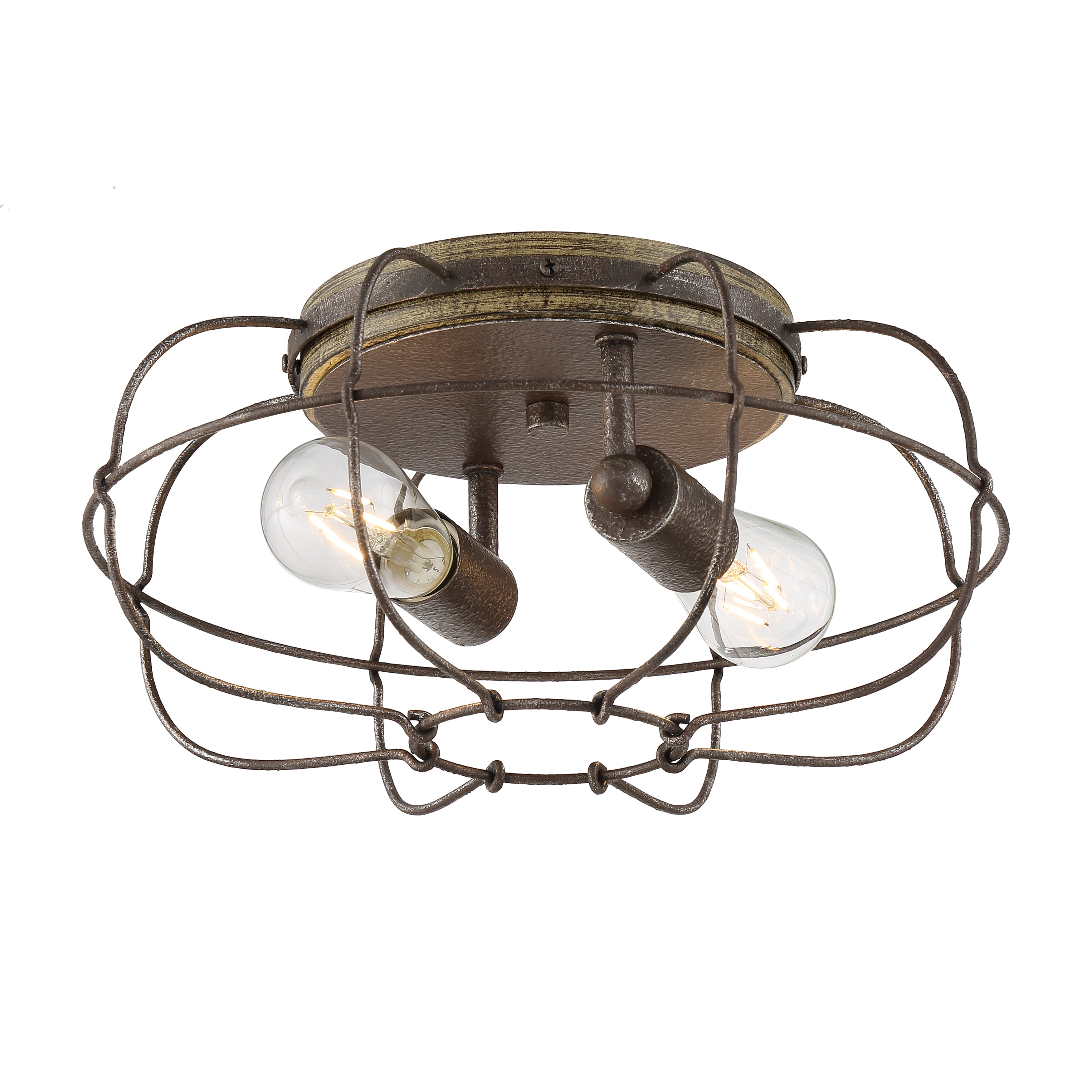 LYAM™ 14 inch 2-Light Flush Mount Light Fixture - Charred Iron Finish