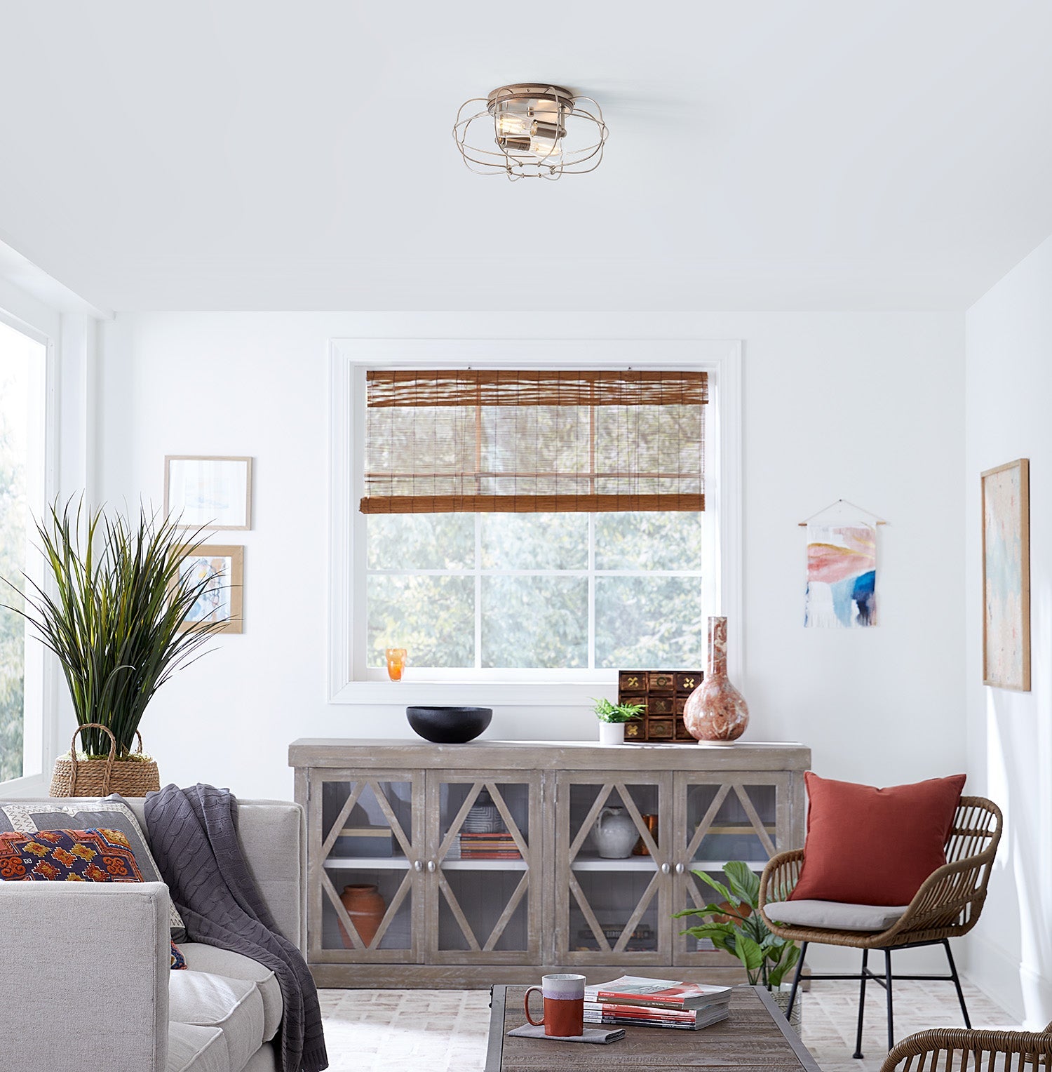 LYAM® 14 inch 2-Light Flush Mount Light Fixture - Brushed Nickel Finish