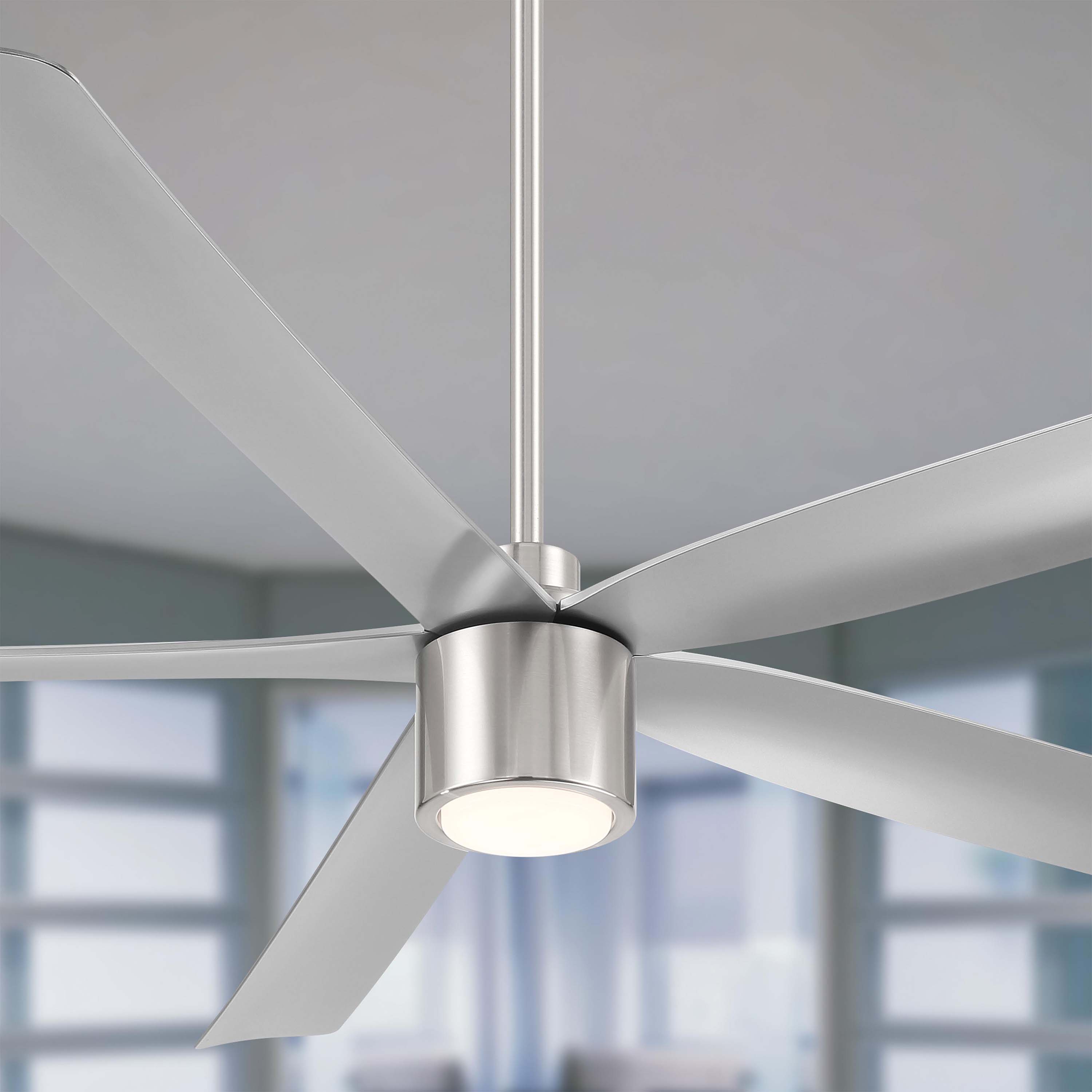 RAVIAN® 72" 5-Blade Large Ceiling Fan in brushed nickel with light
