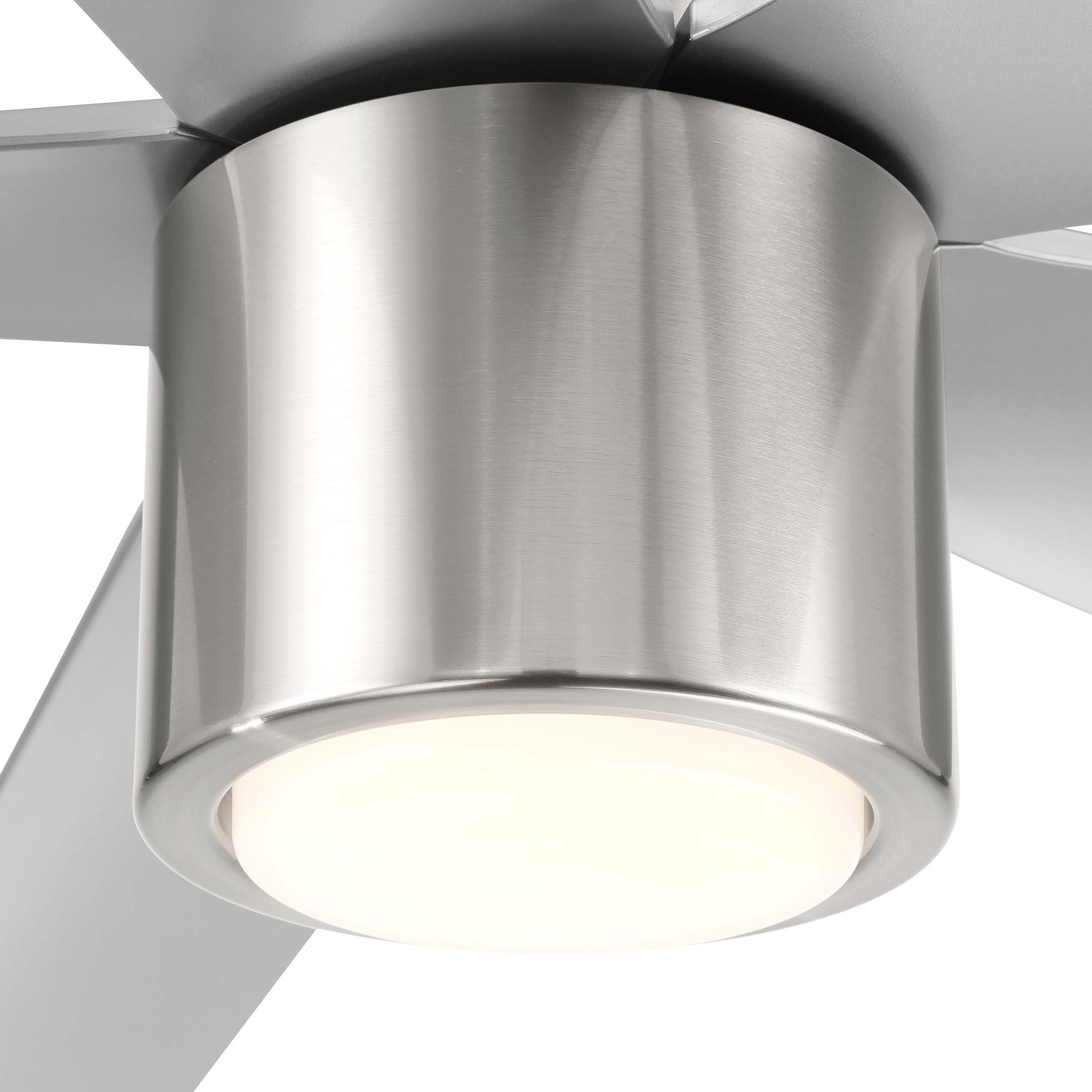 LED light on RAVIAN® 52" 5-Blade Ceiling Fan in brushed nickel