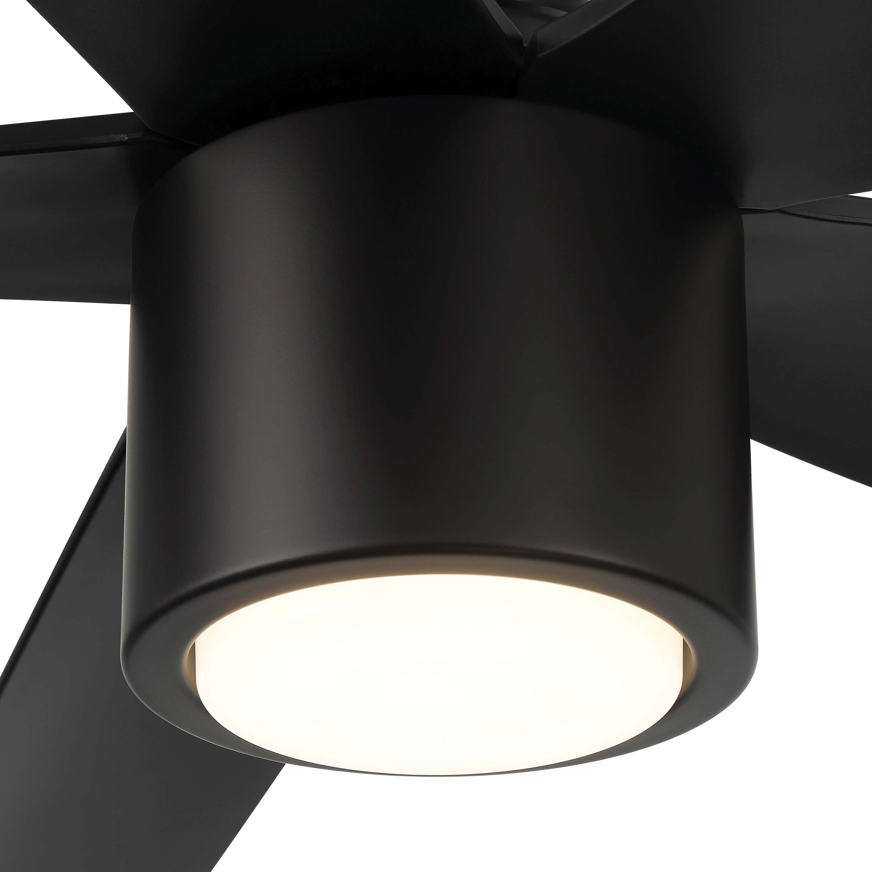 detailed image of LED light on RAVIAN® 72" 5-Blade Large Ceiling Fan in matte black