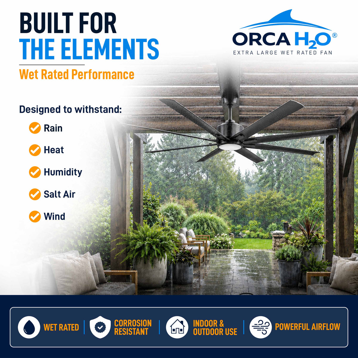 ORCA H₂O® 80" Ceiling Fan — Wet Rated for Indoor and Outdoor Use