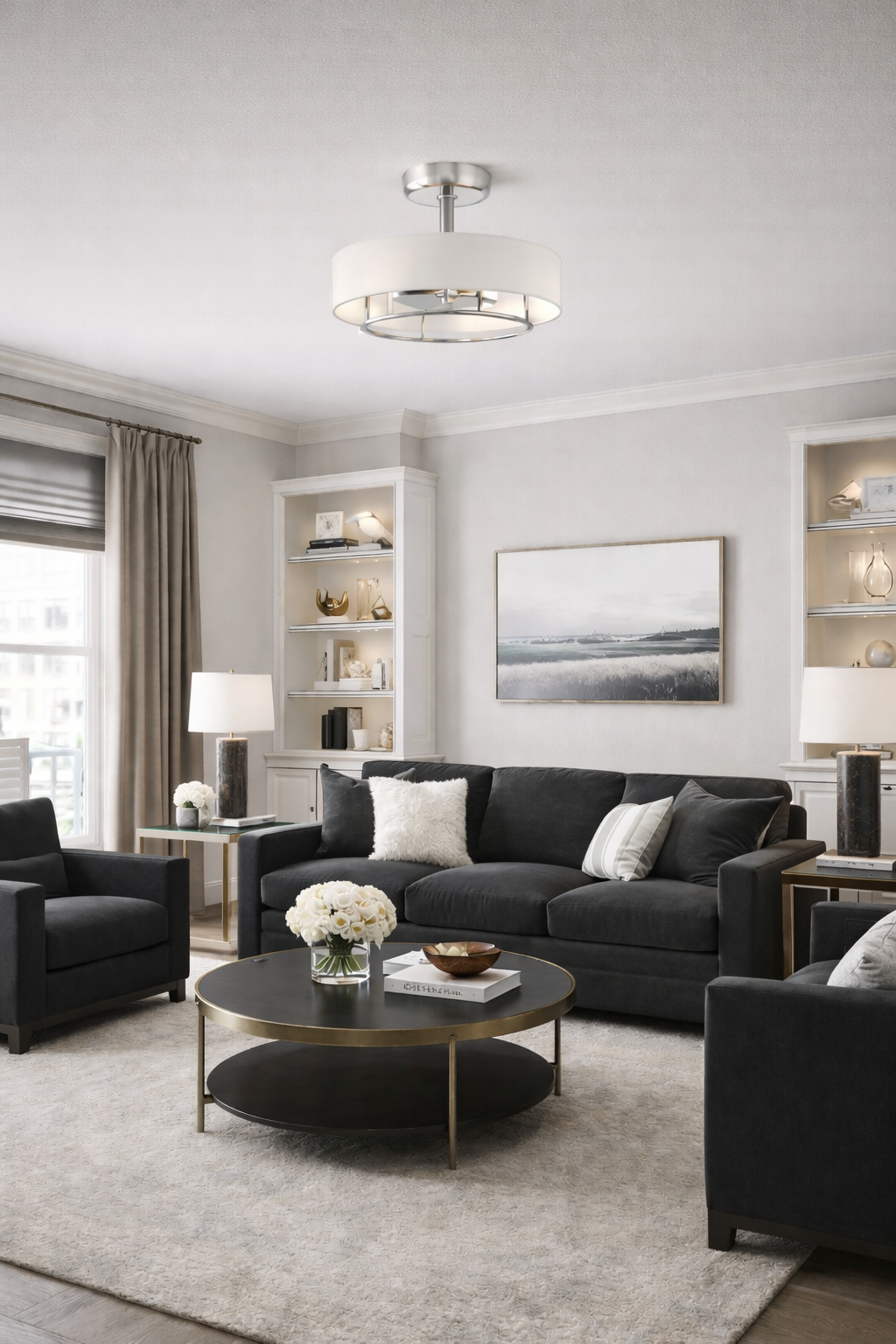 KAITI™ 20"Drum Shade Ceiling Fan - Brushed Nickel Finish