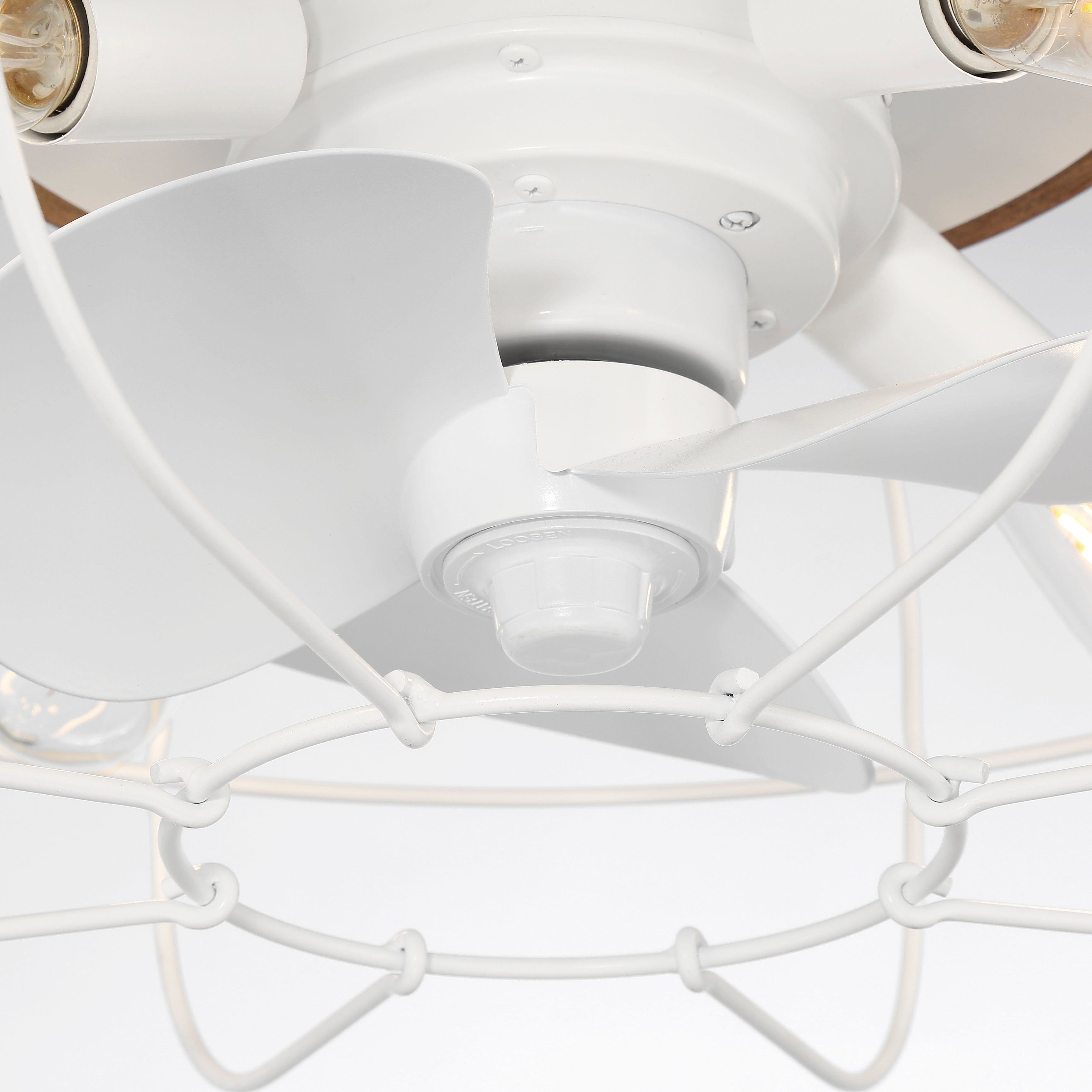 JAXON® 22" Caged Flush Mount Ceiling Fan- Matte White Finish