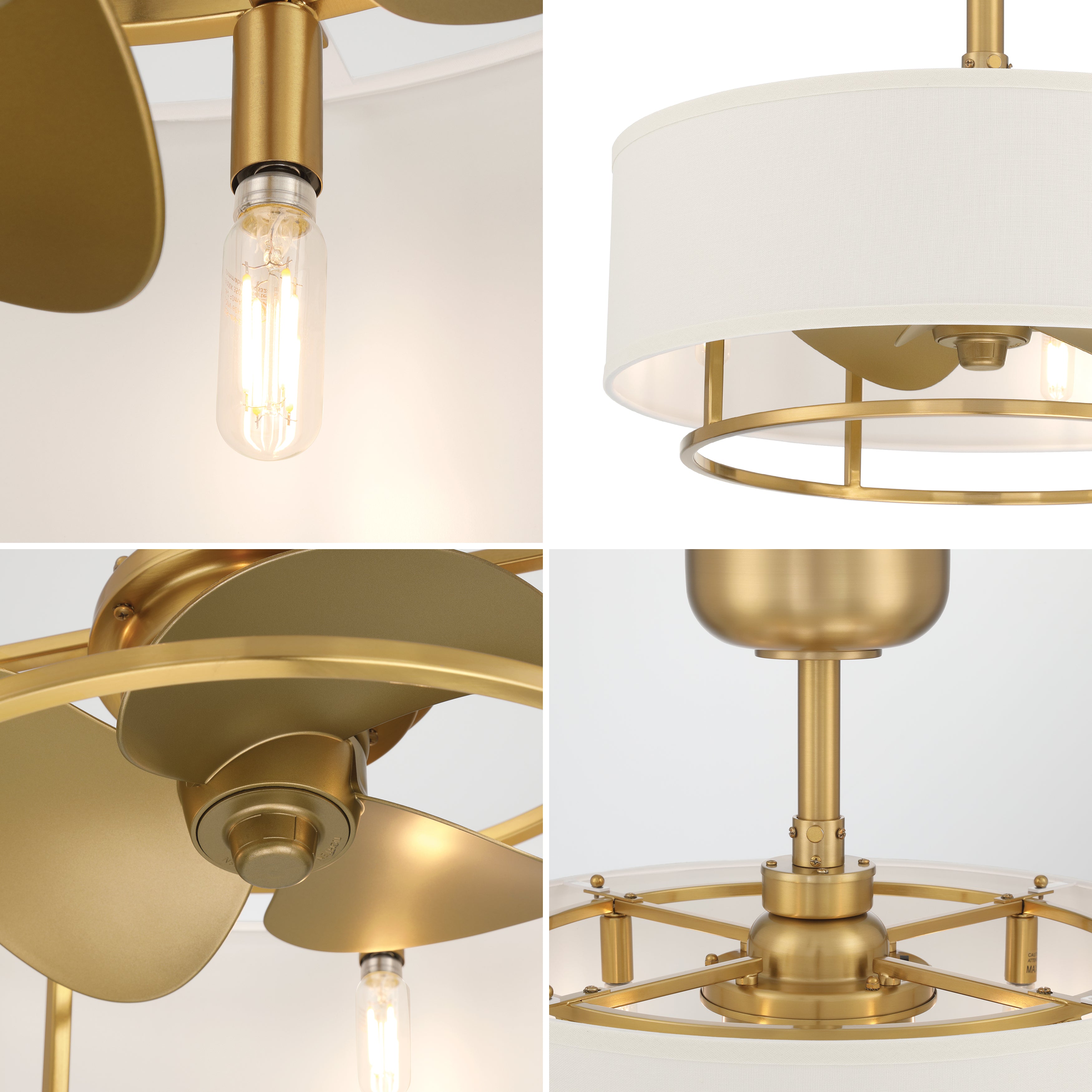 KAITI™ 20" Drum Shade Ceiling Fan - Aged Brass Finish