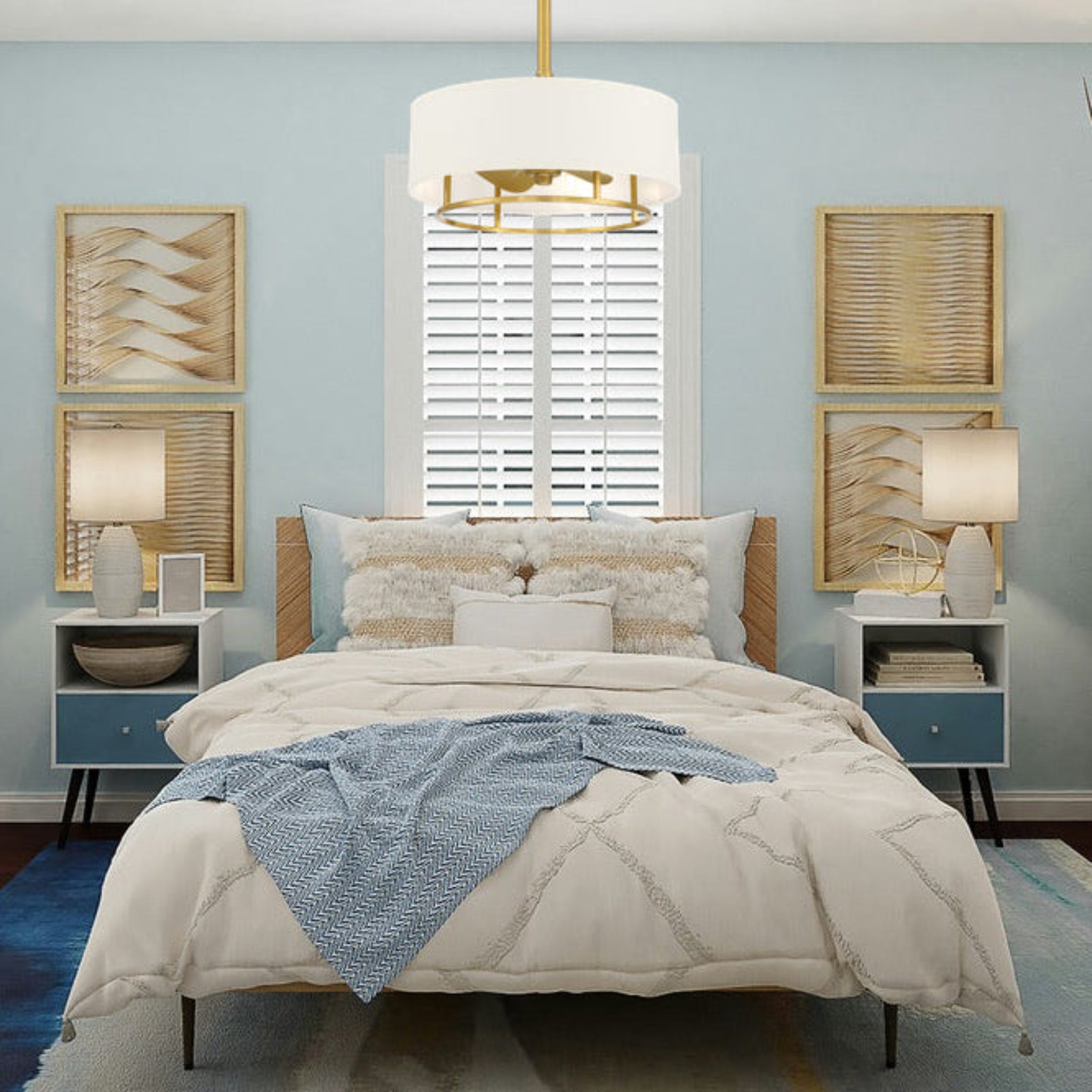 KAITI™ 20" Drum Shade Ceiling Fan - Aged Brass Finish