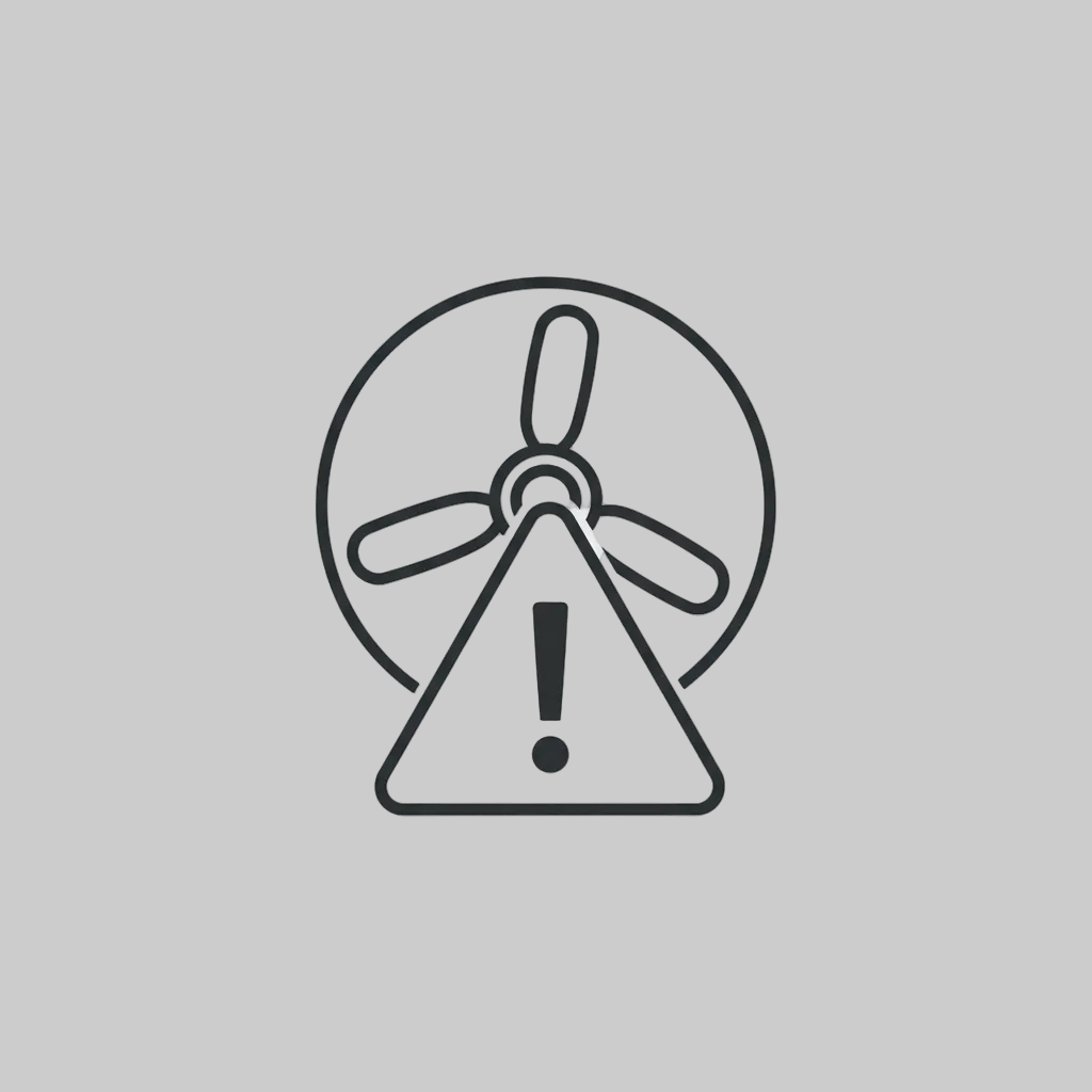 Ceiling fan with exclamation triangle icon