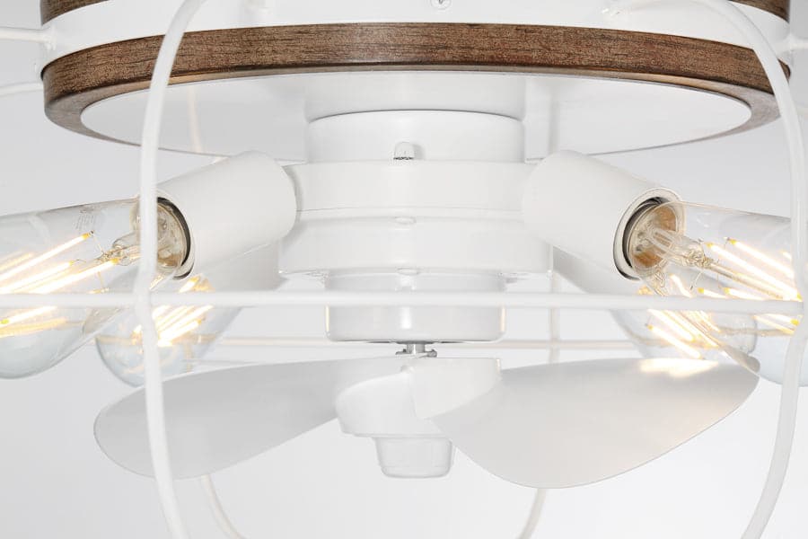 JAXON® 22" Caged Flush Mount Ceiling Fan- Matte White Finish