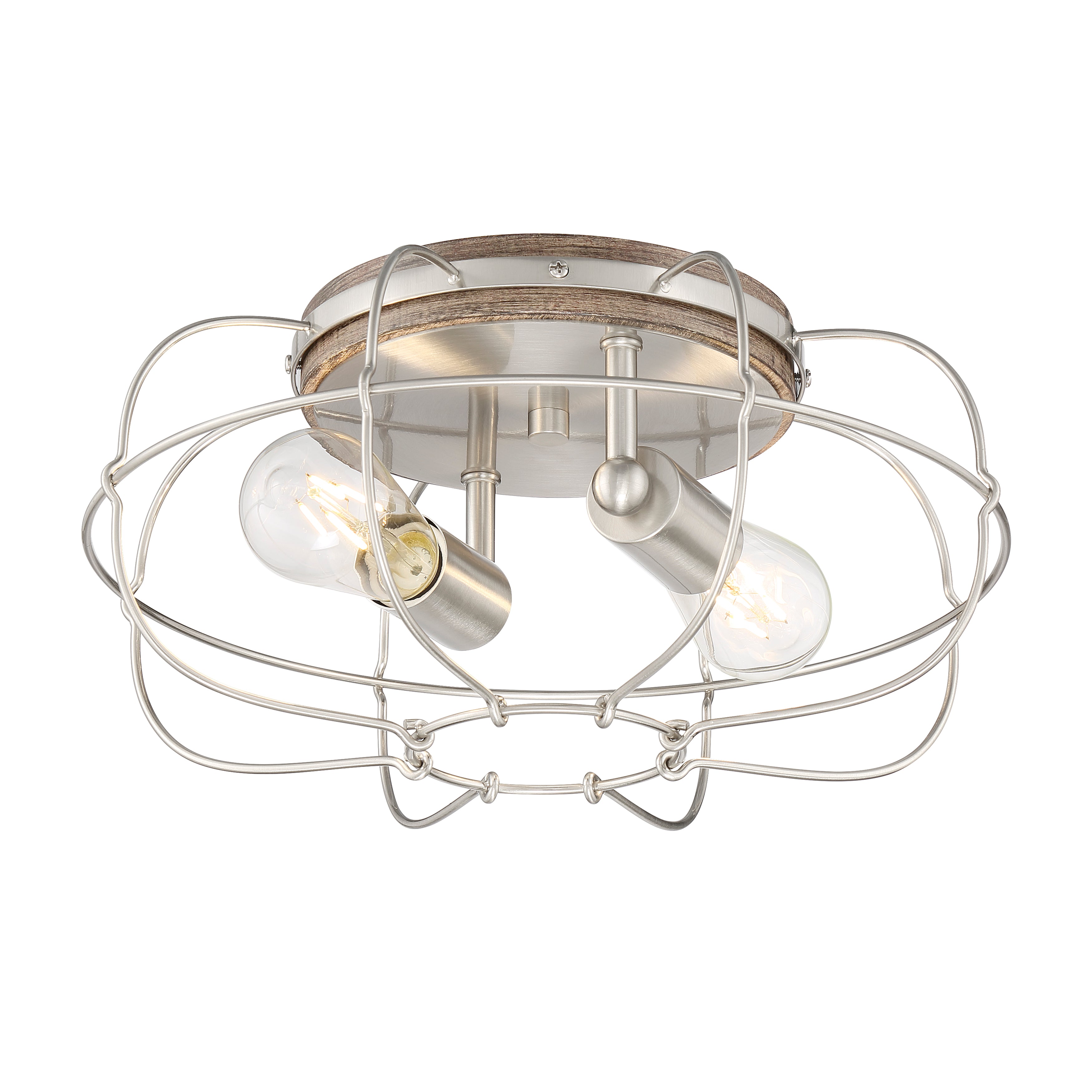 LYAM® 14 inch 2-Light Flush Mount Light Fixture - Brushed Nickel Finish