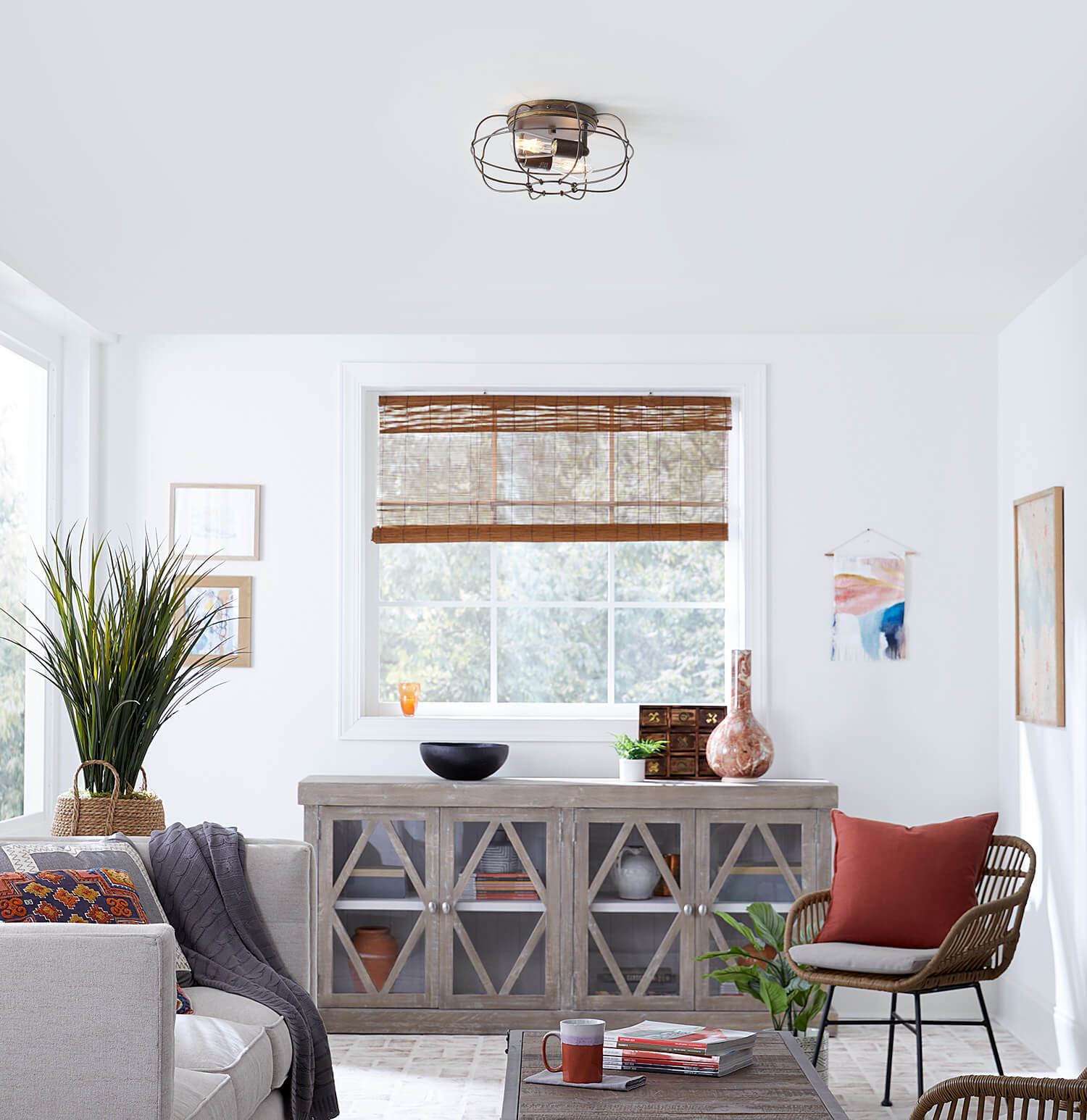 LYAM™ 14 inch 2-Light Flush Mount Light Fixture - Charred Iron Finish